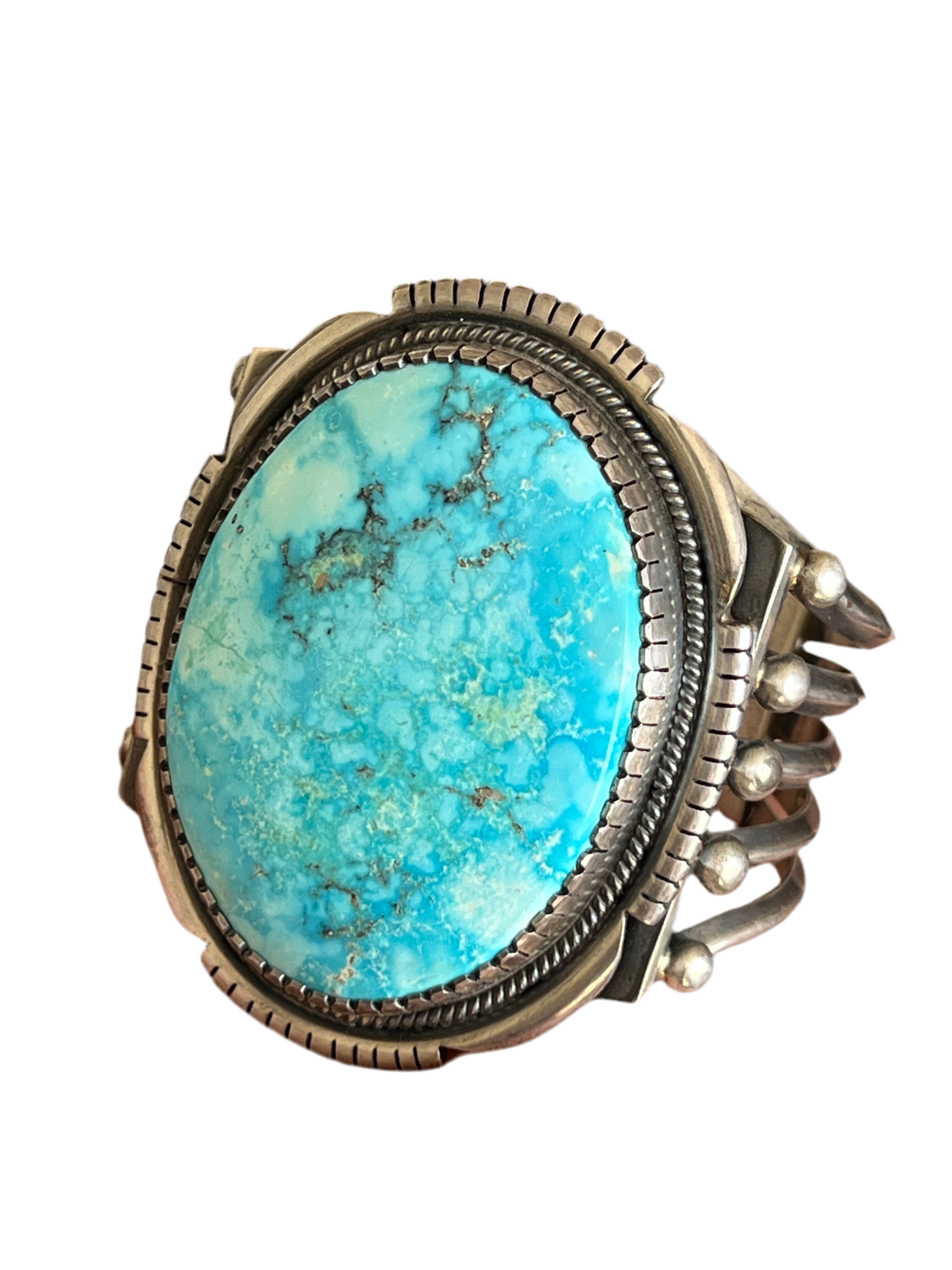 Handcrafted Sterling Silver and Natural Kingman Turquoise Cuff Bracelet by Verdy Jake