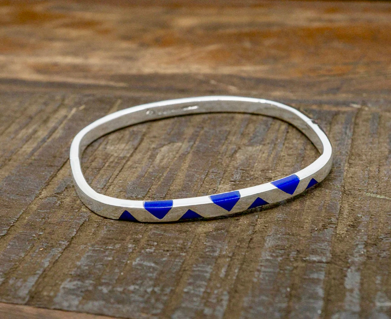 Hinged Bangle W/ Lapis Triangles