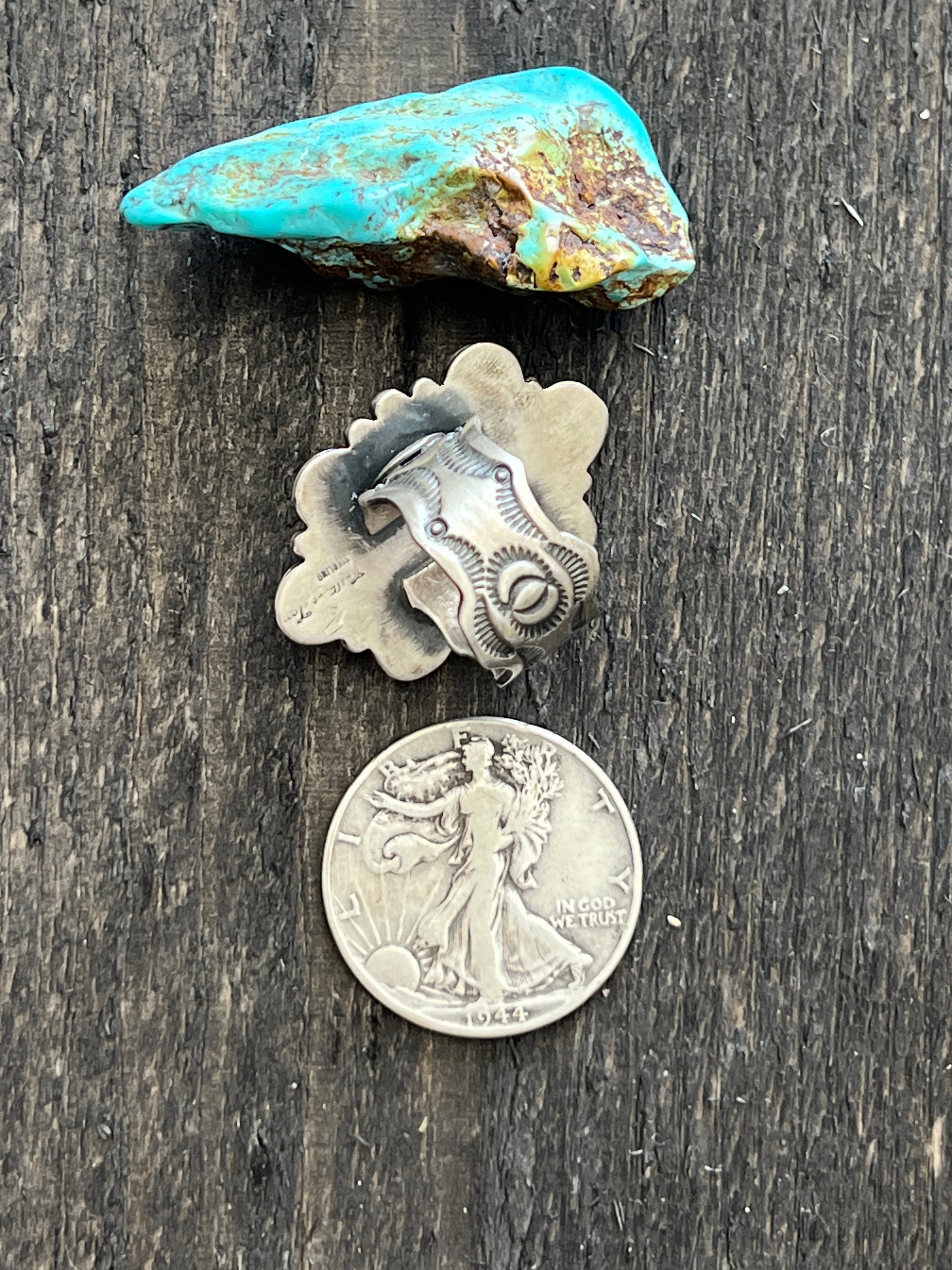 Handcrafted Sterling Silver and Sonoran Mountain Turquoise Single Stone Ring by Gilbert Tom, Size 9