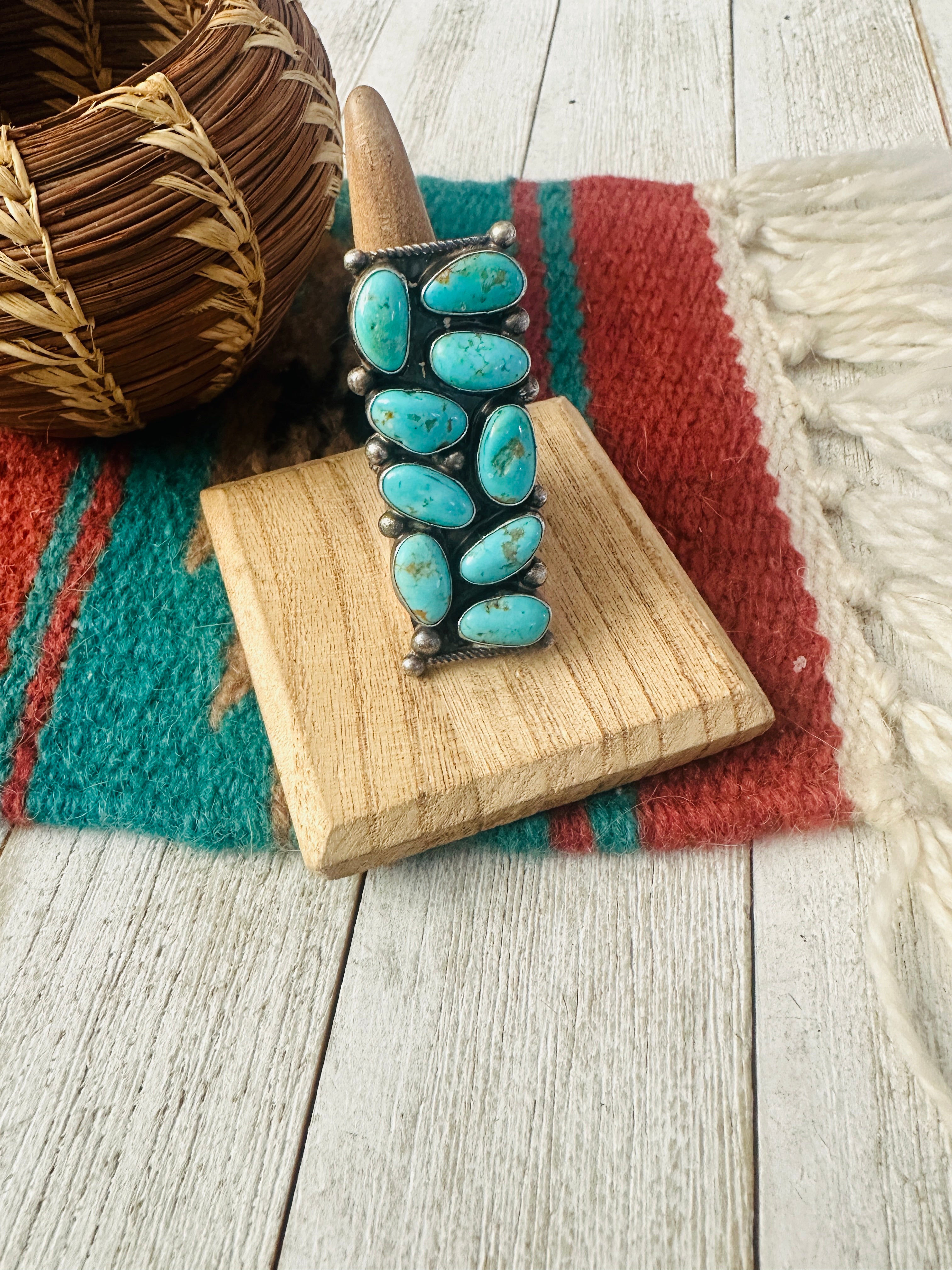 Handcrafted Turquoise & Sterling Silver Adjustable Ring by Jacqueline Silver