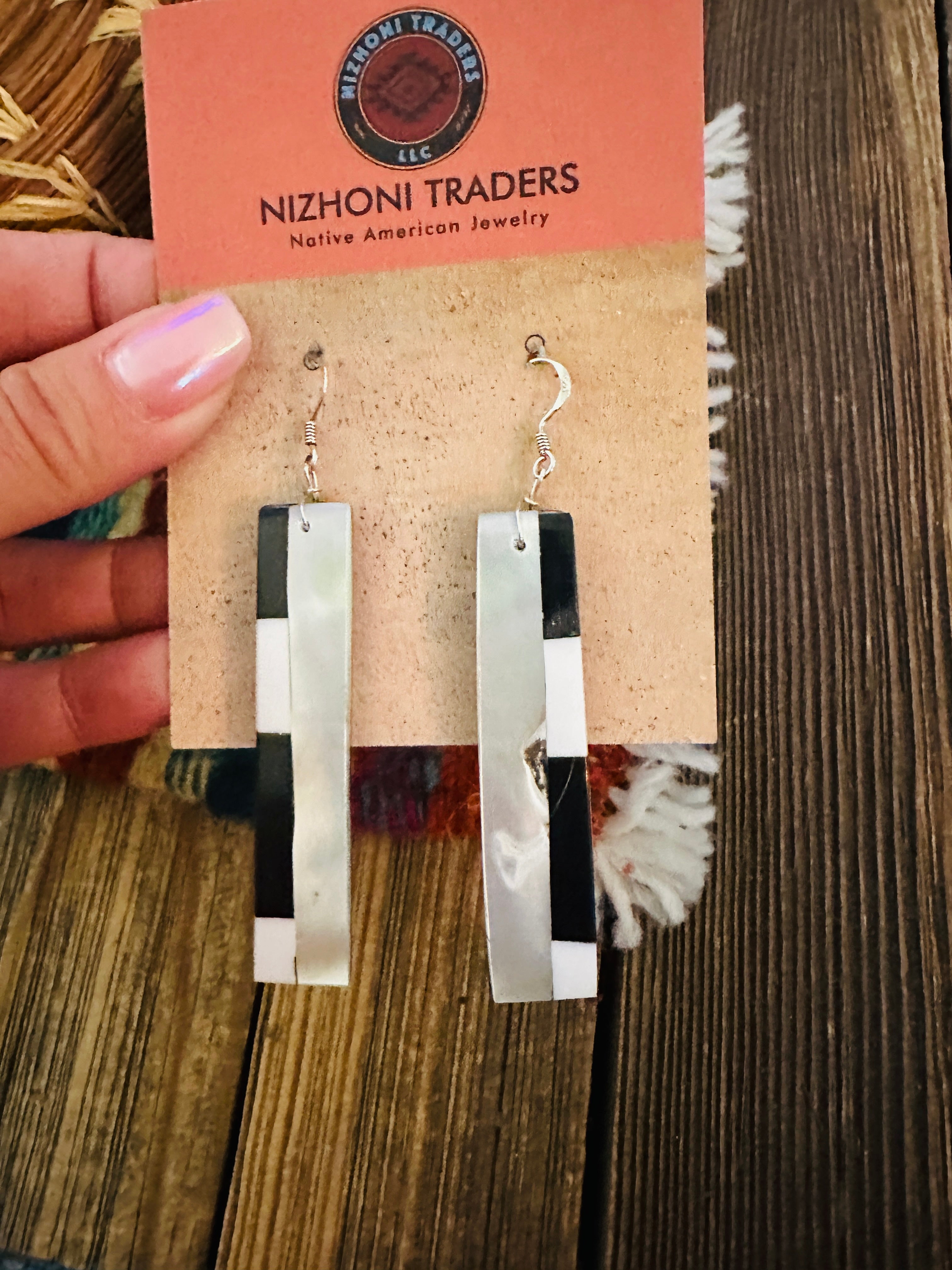 Handcrafted Multi Stone Inlay Slab Dangle Earrings