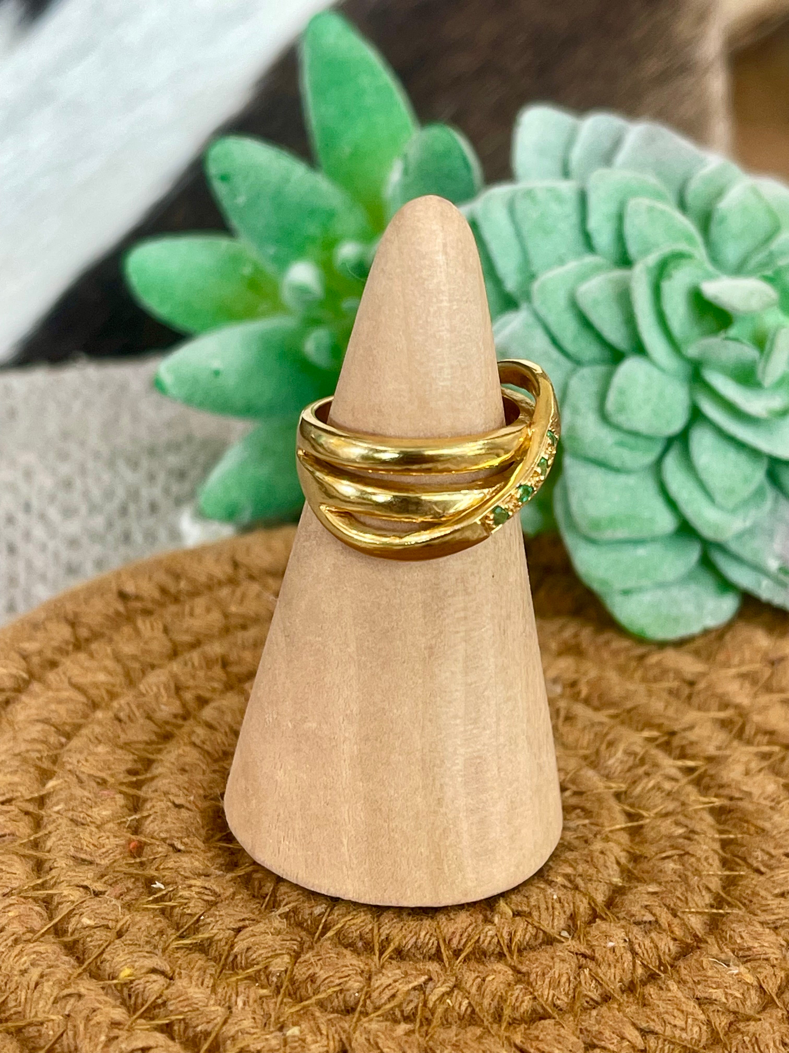 Vintage Handmade Gold Plated Stack Ring Sz 5.5