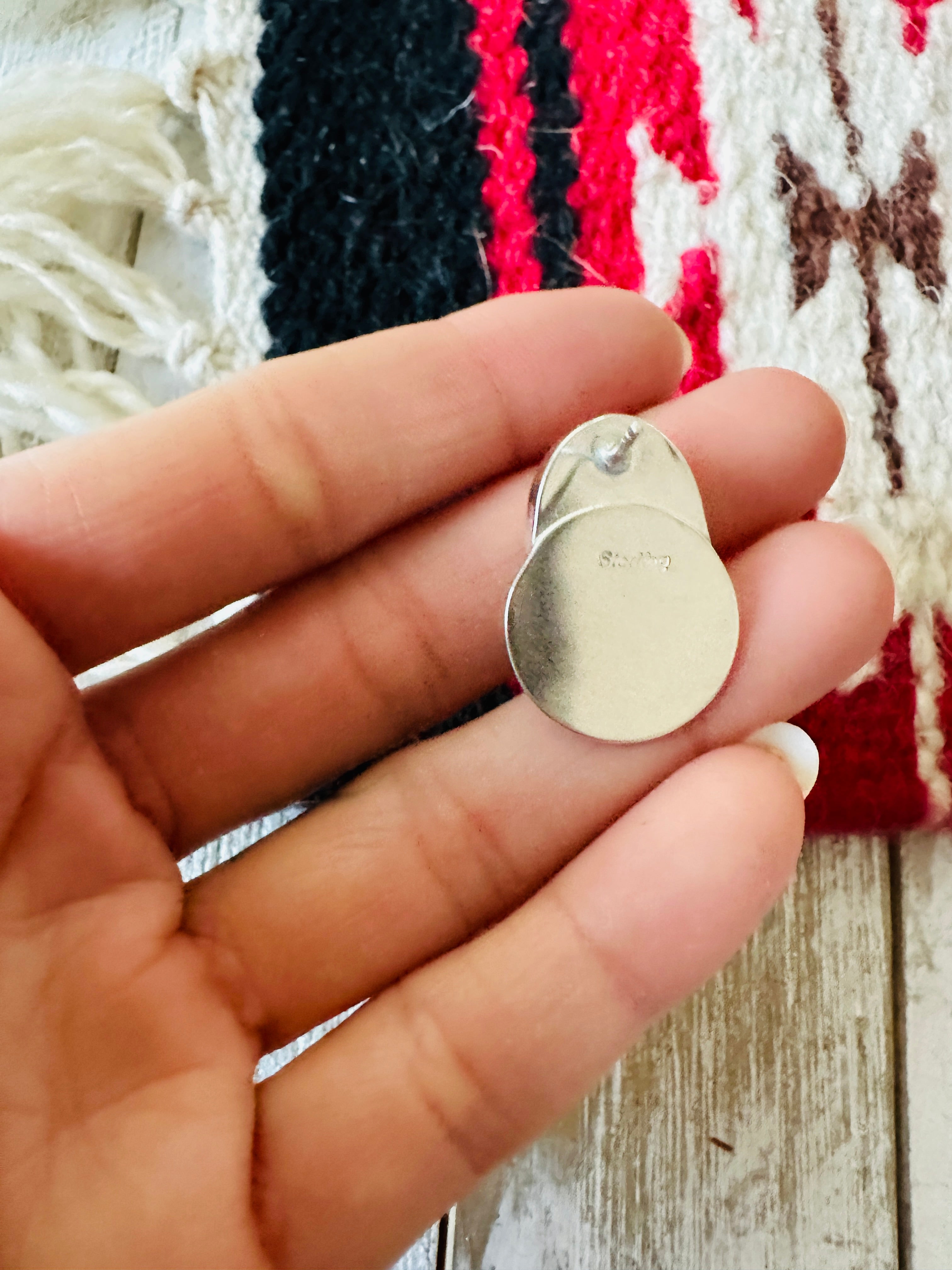 Handcrafted White Buffalo & Sterling Silver Post Earrings