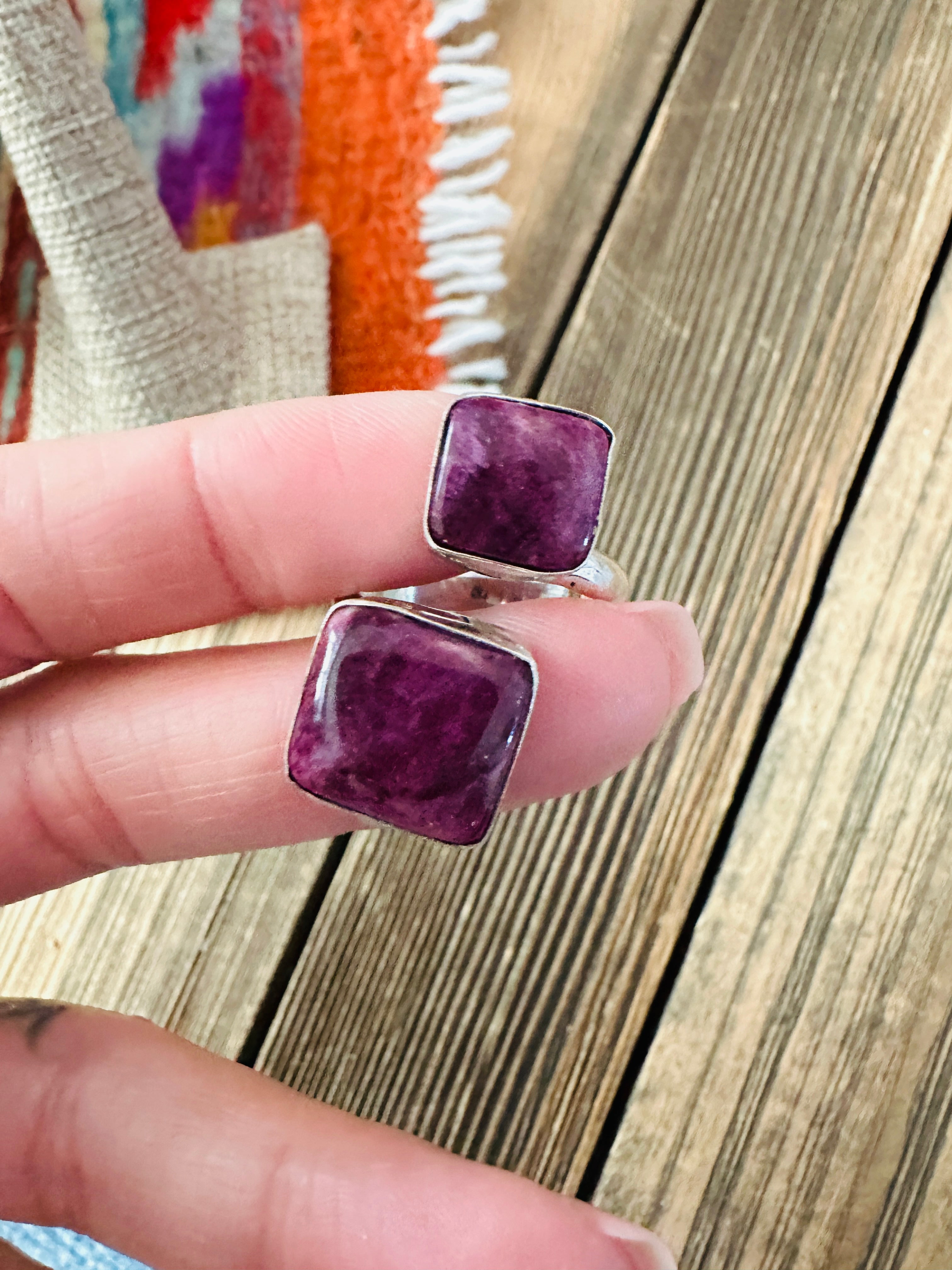 Handcrafted Purple Spiny Oyster & Sterling Silver Adjustable Ring