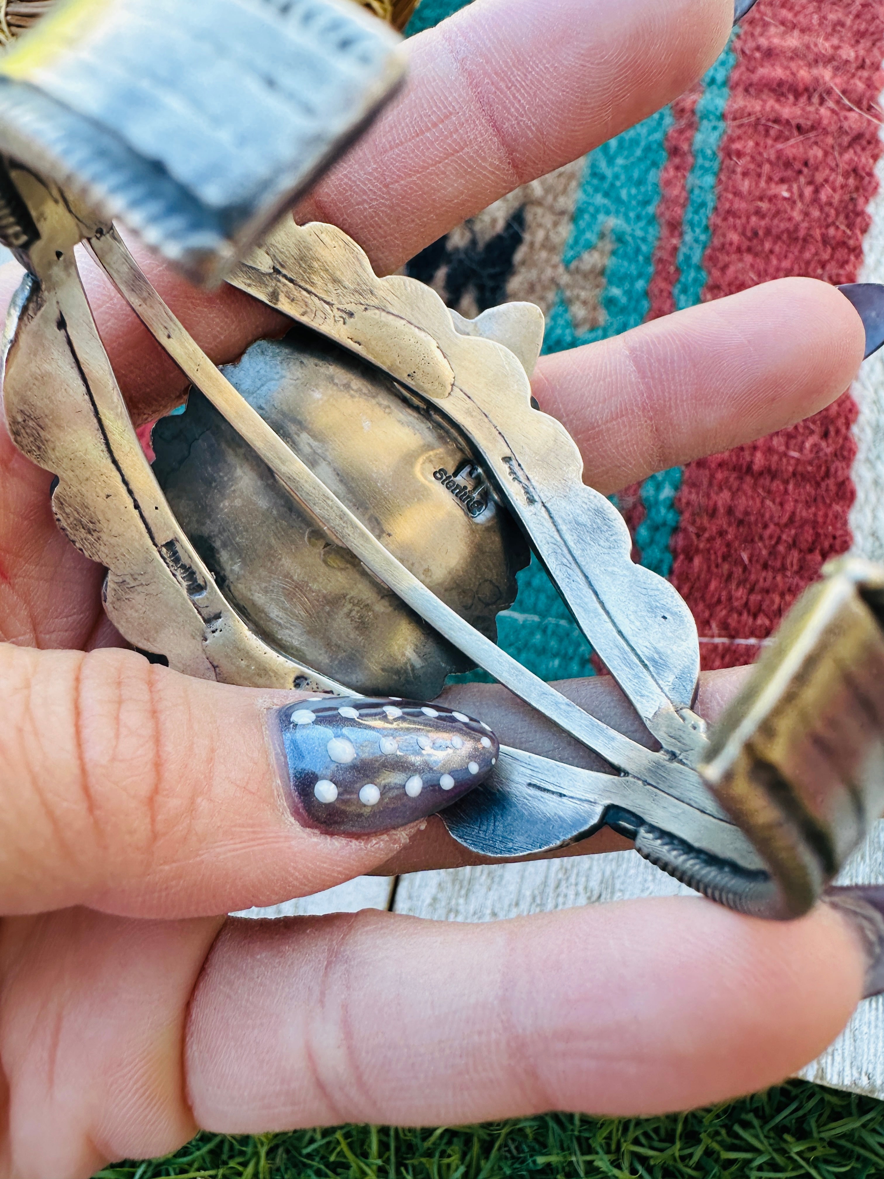 Handcrafted Sterling Silver & Spiny Oyster Cluster Cuff Bracelet