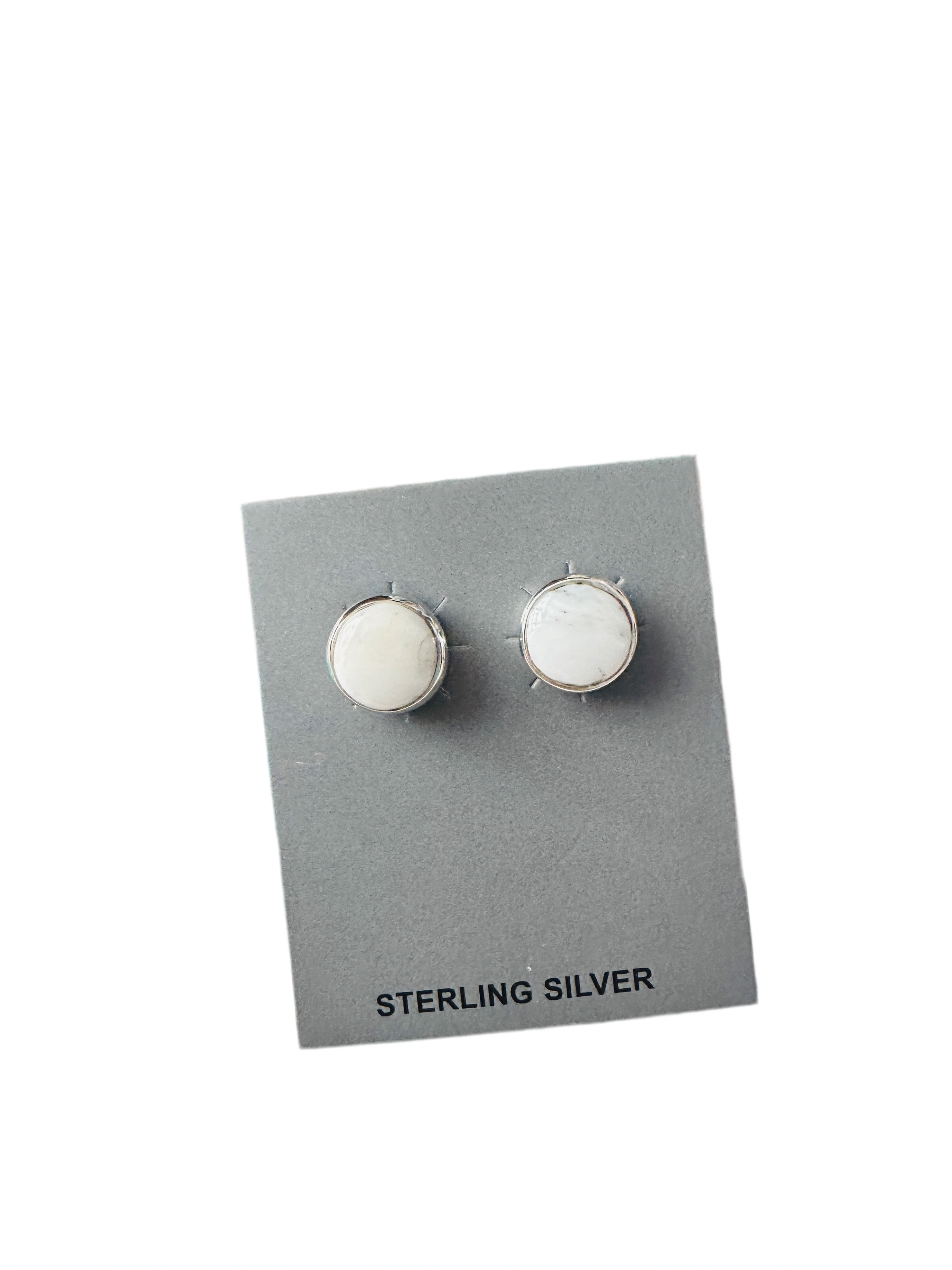 White Buffalo and Sterling Silver Stud Earrings