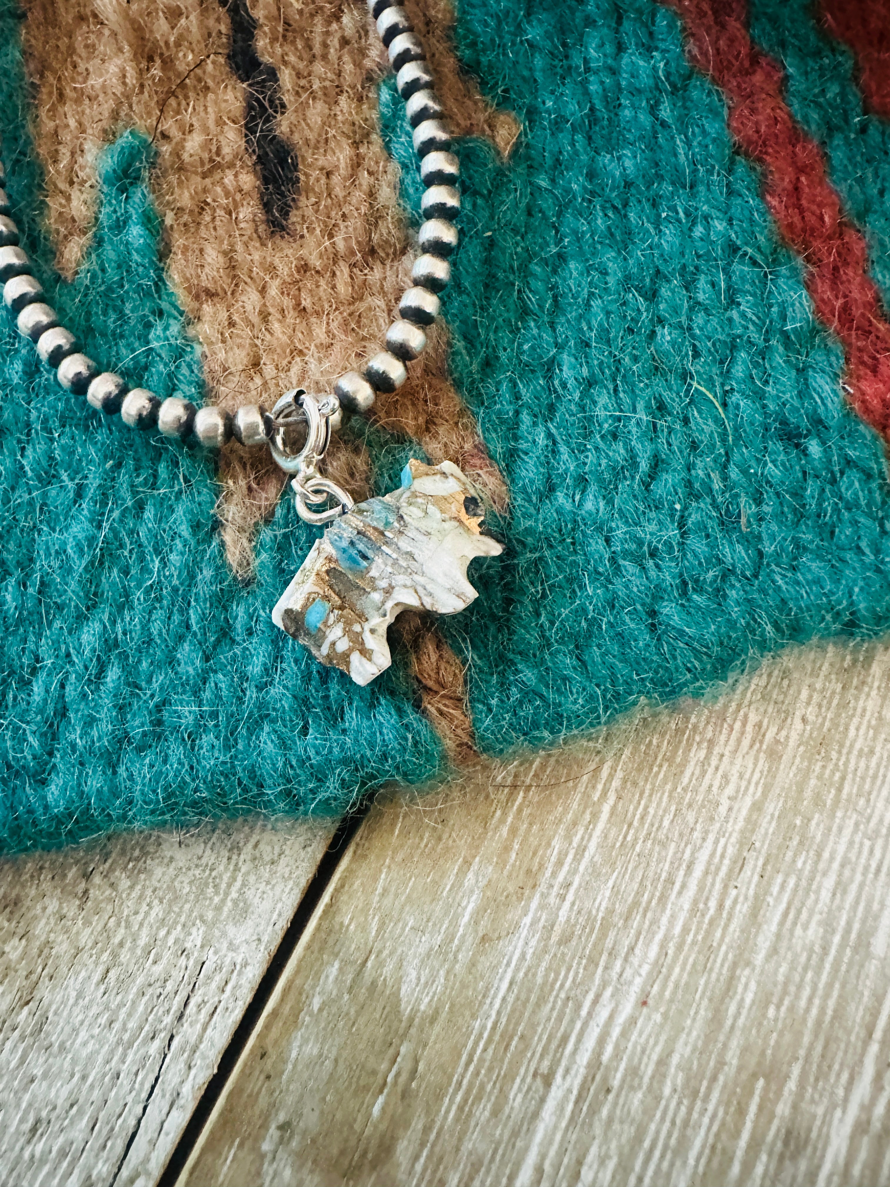 Handcrafted & Hand Carved Blue Mojave Buffalo Charm