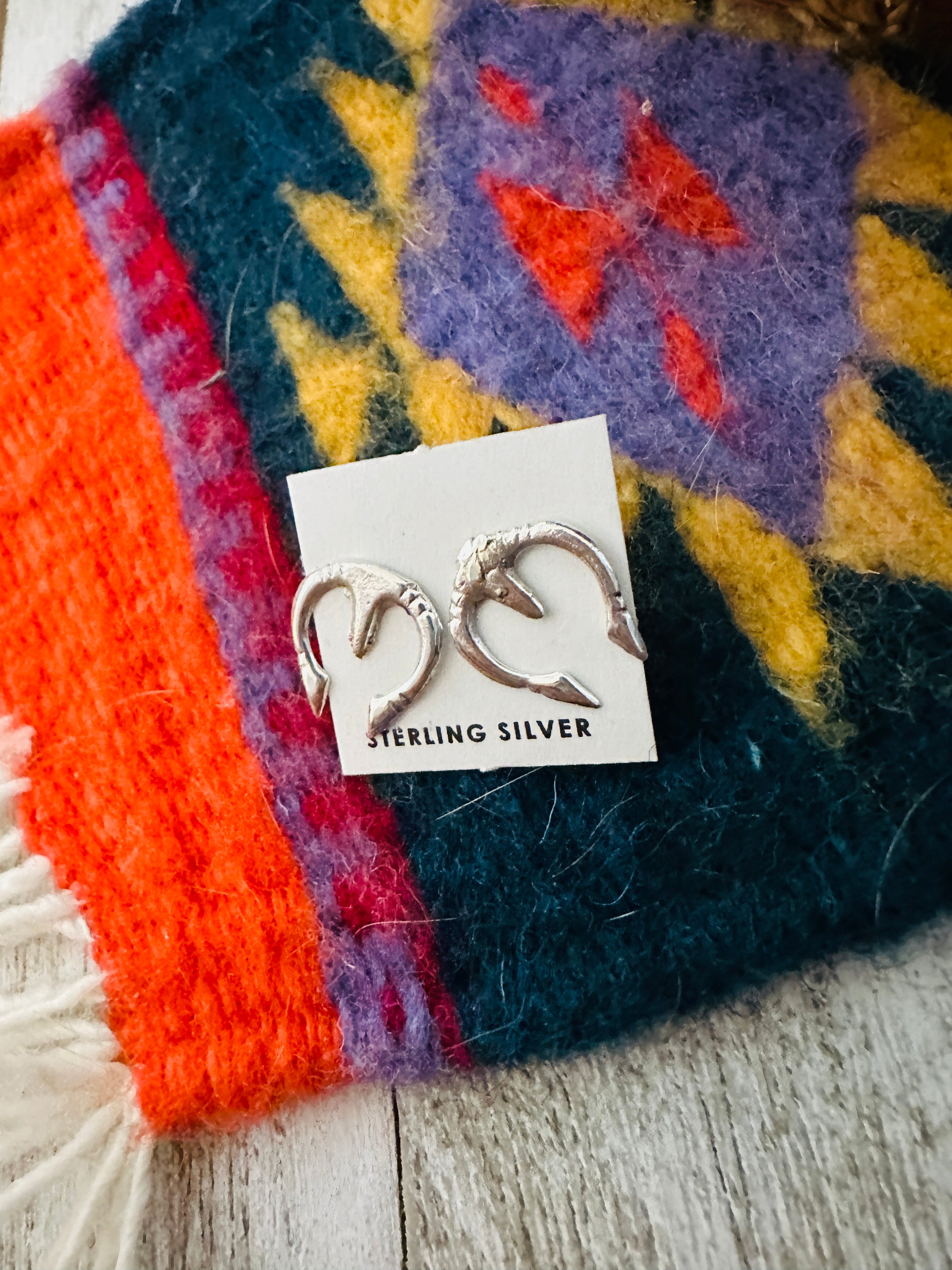 Handcrafted Sterling Silver Pearl Naja Stud Earrings