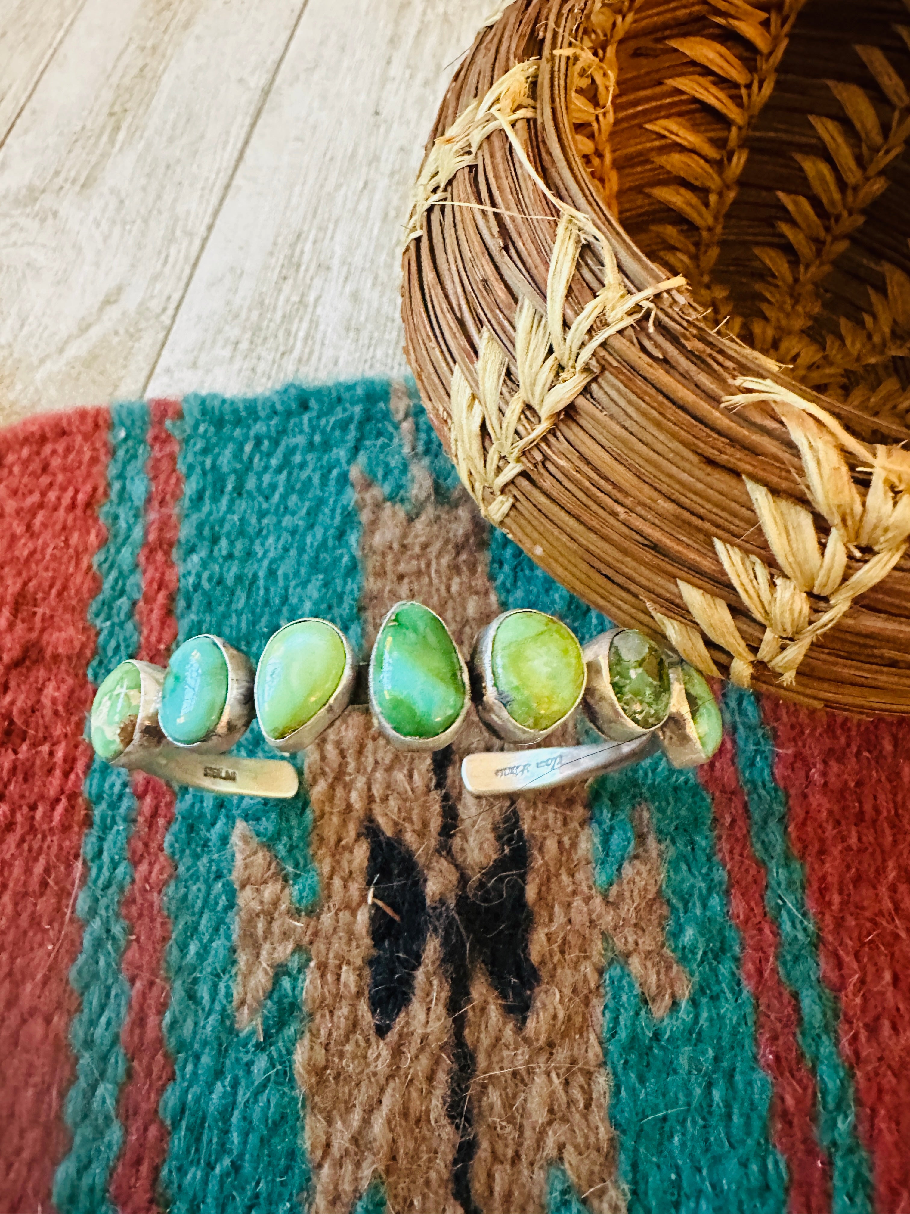 Handcrafted Sonoran Mountain Turquoise & Sterling Silver Cuff Bracelet