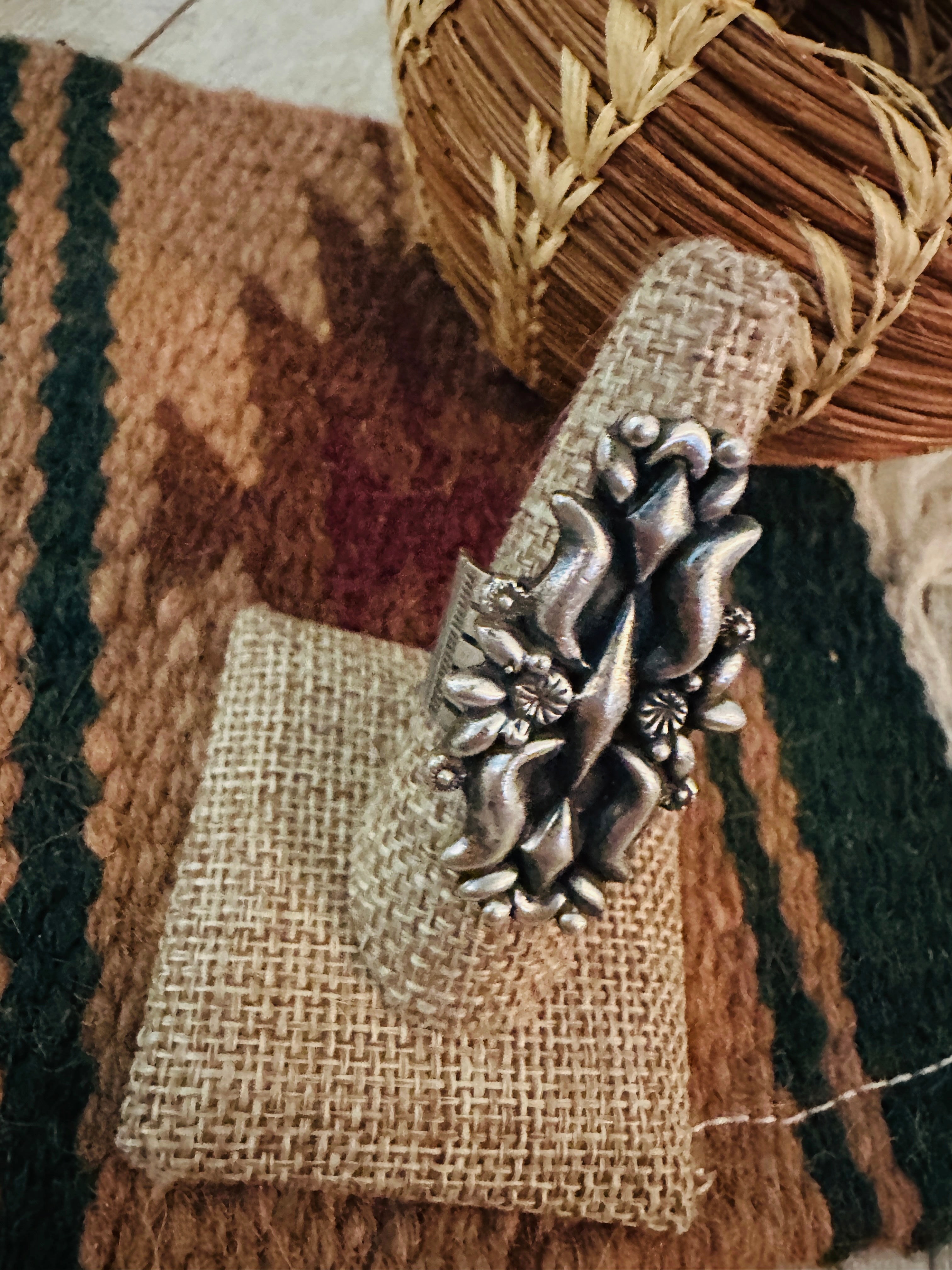 Handcrafted Sterling Silver Adjustable Concho Ring by Leroy James