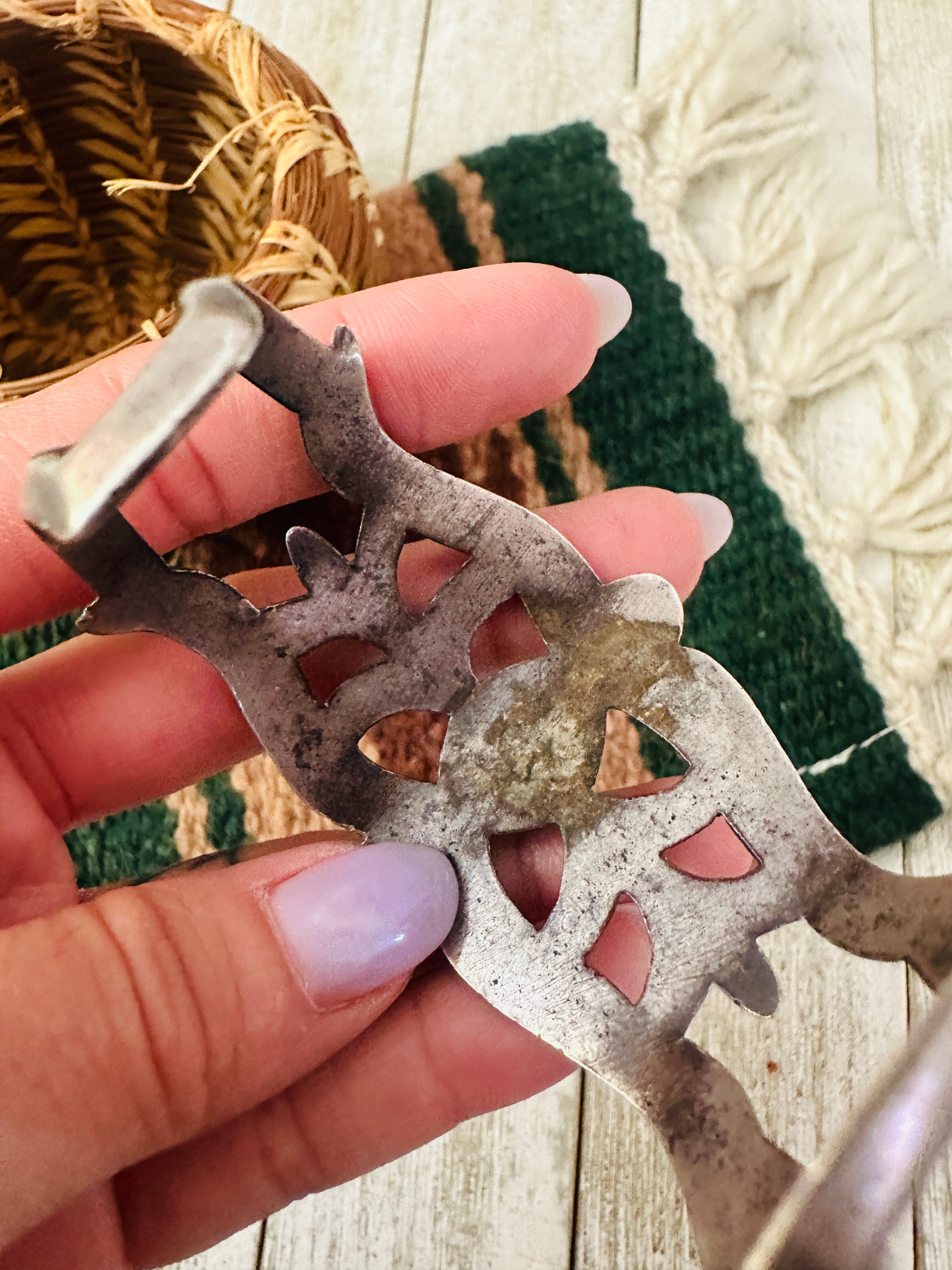 Handcrafted Old Pawn Turquoise & Sterling Silver Cuff Bracelet