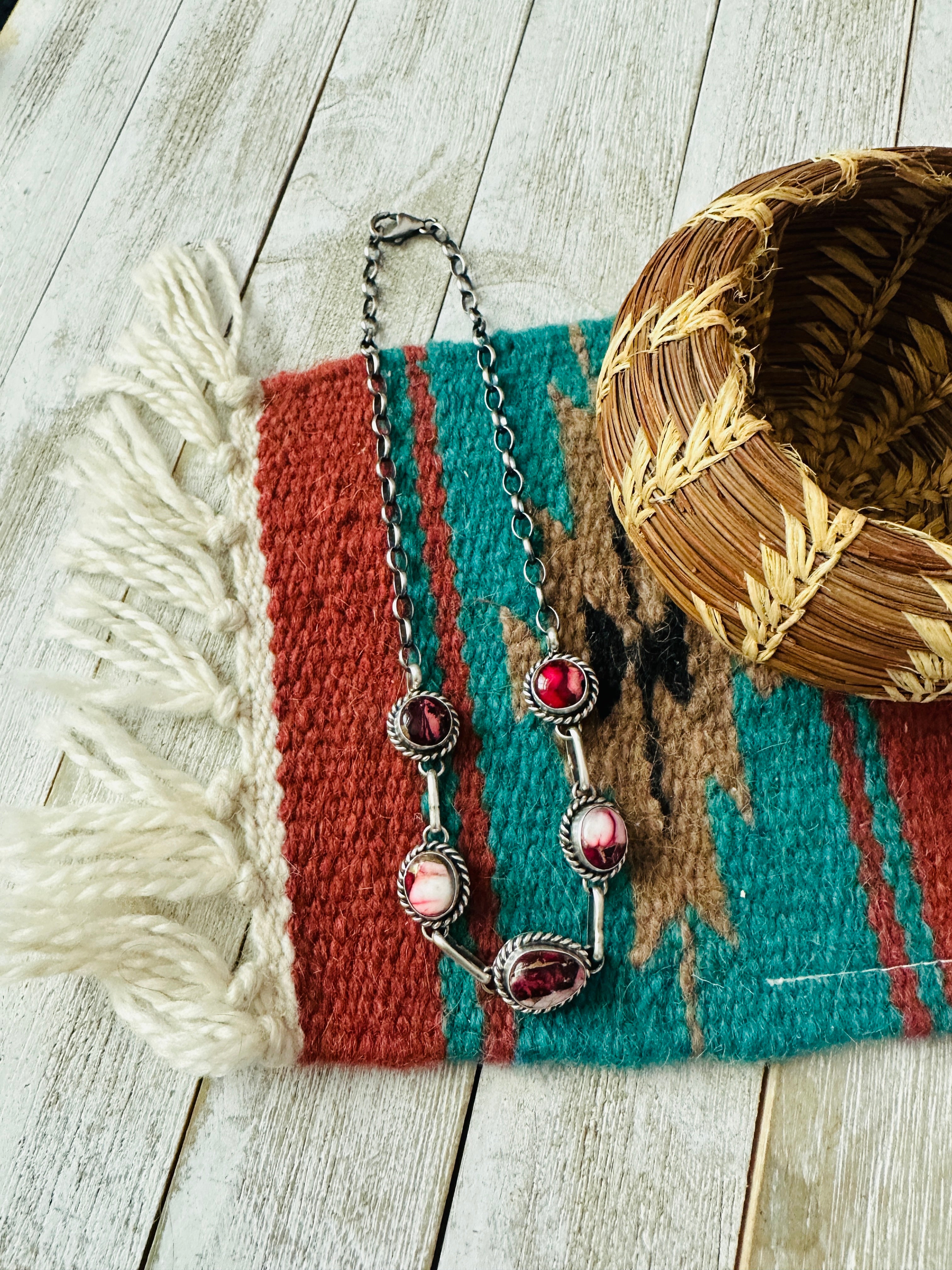 Handcrafted Rose Dahlia & Sterling Silver Necklace