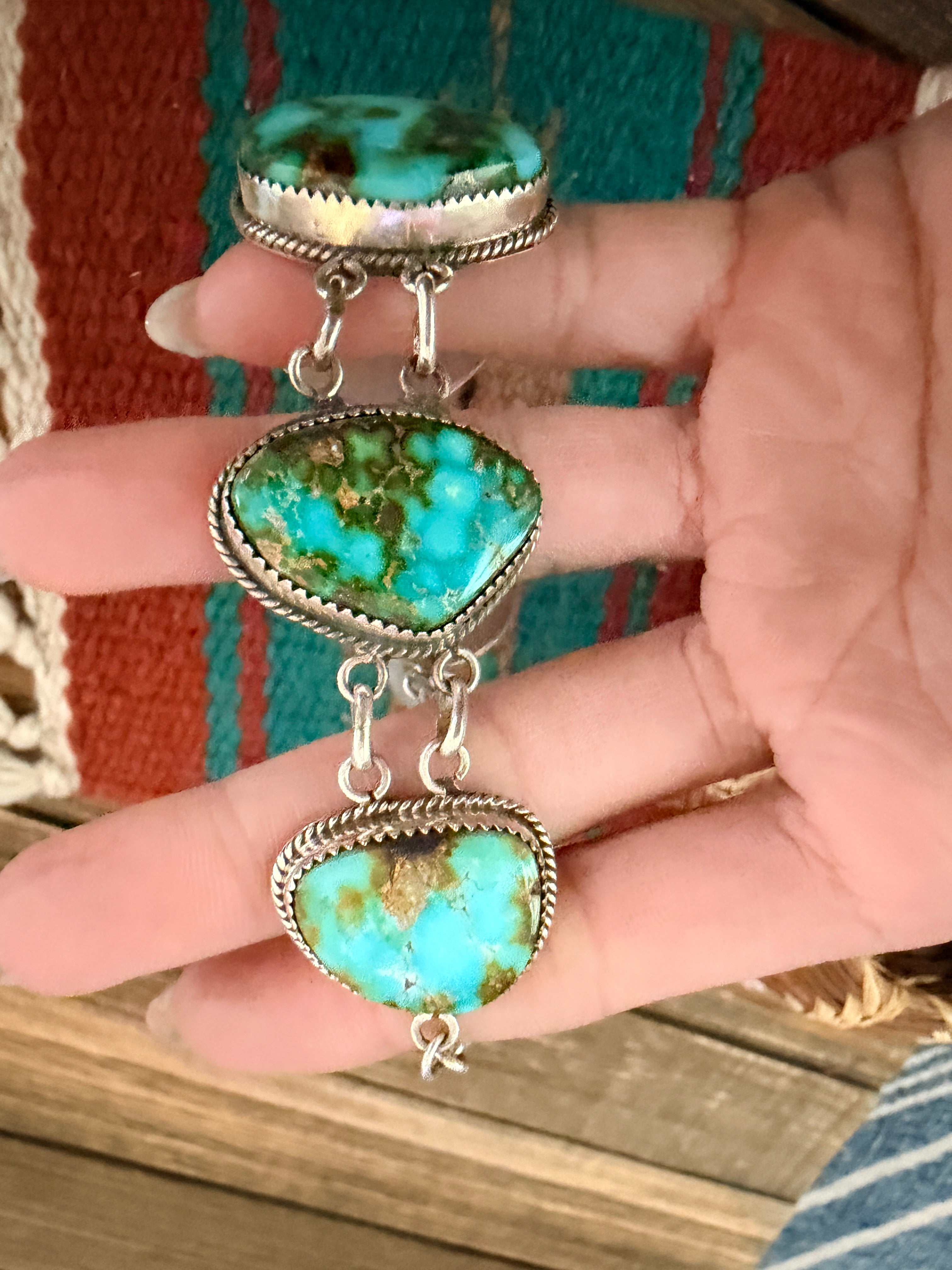 Handcrafted Sterling Silver & Sonoran Gold Turquoise Link Bracelet by La Rose Ganadonegro