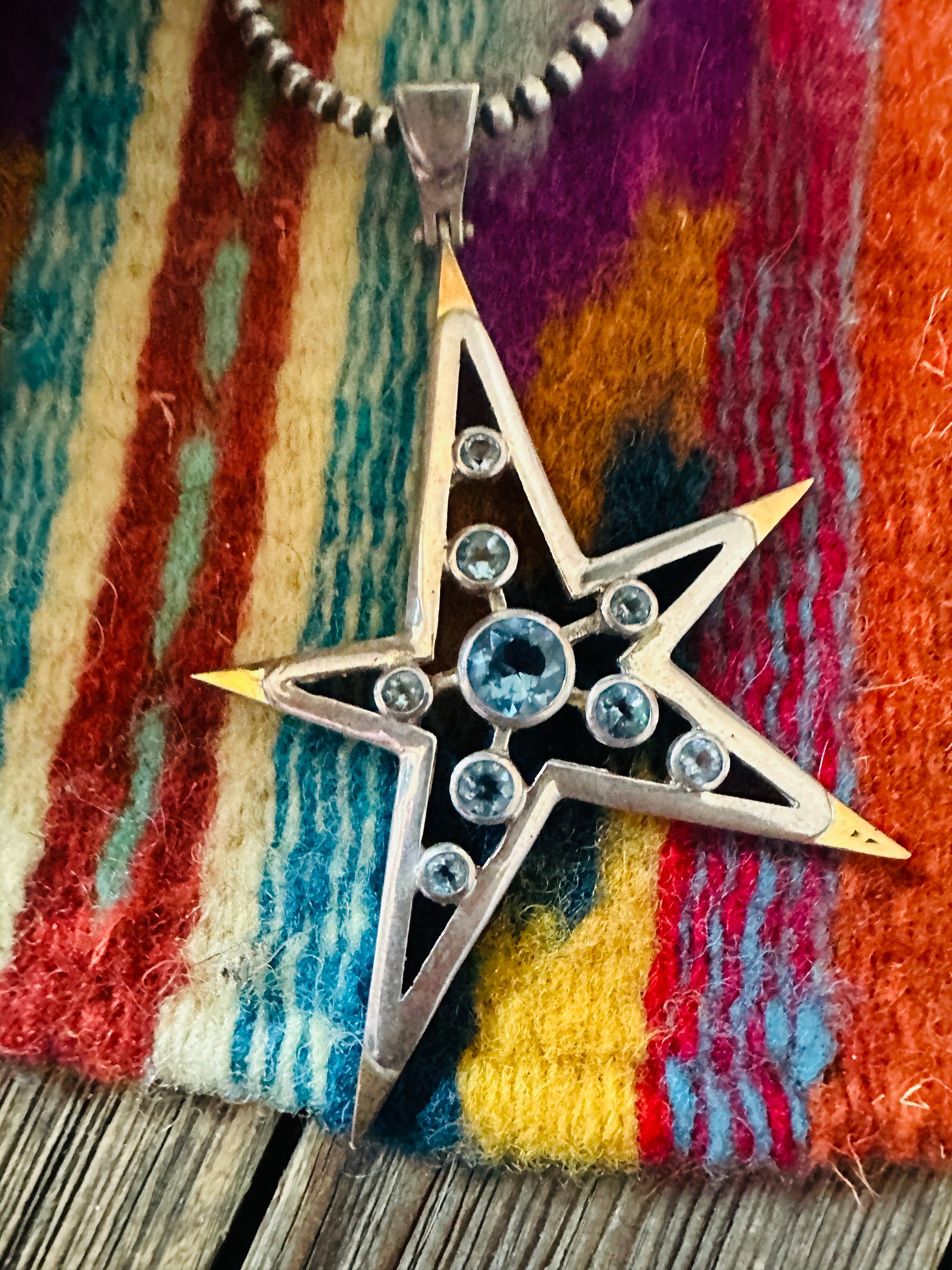 Handcrafted Old Pawn Sterling Silver & Topaz Star Pendant