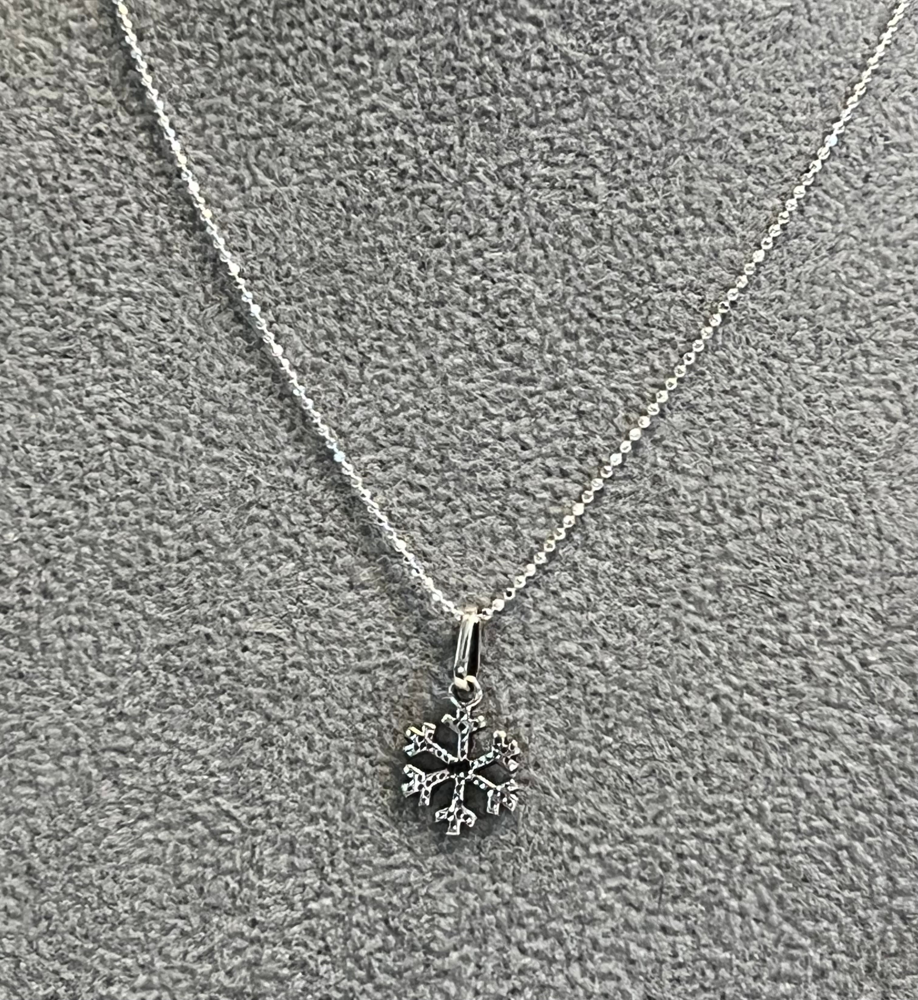 Small Sterling Silver Snowflake Pendant Necklace