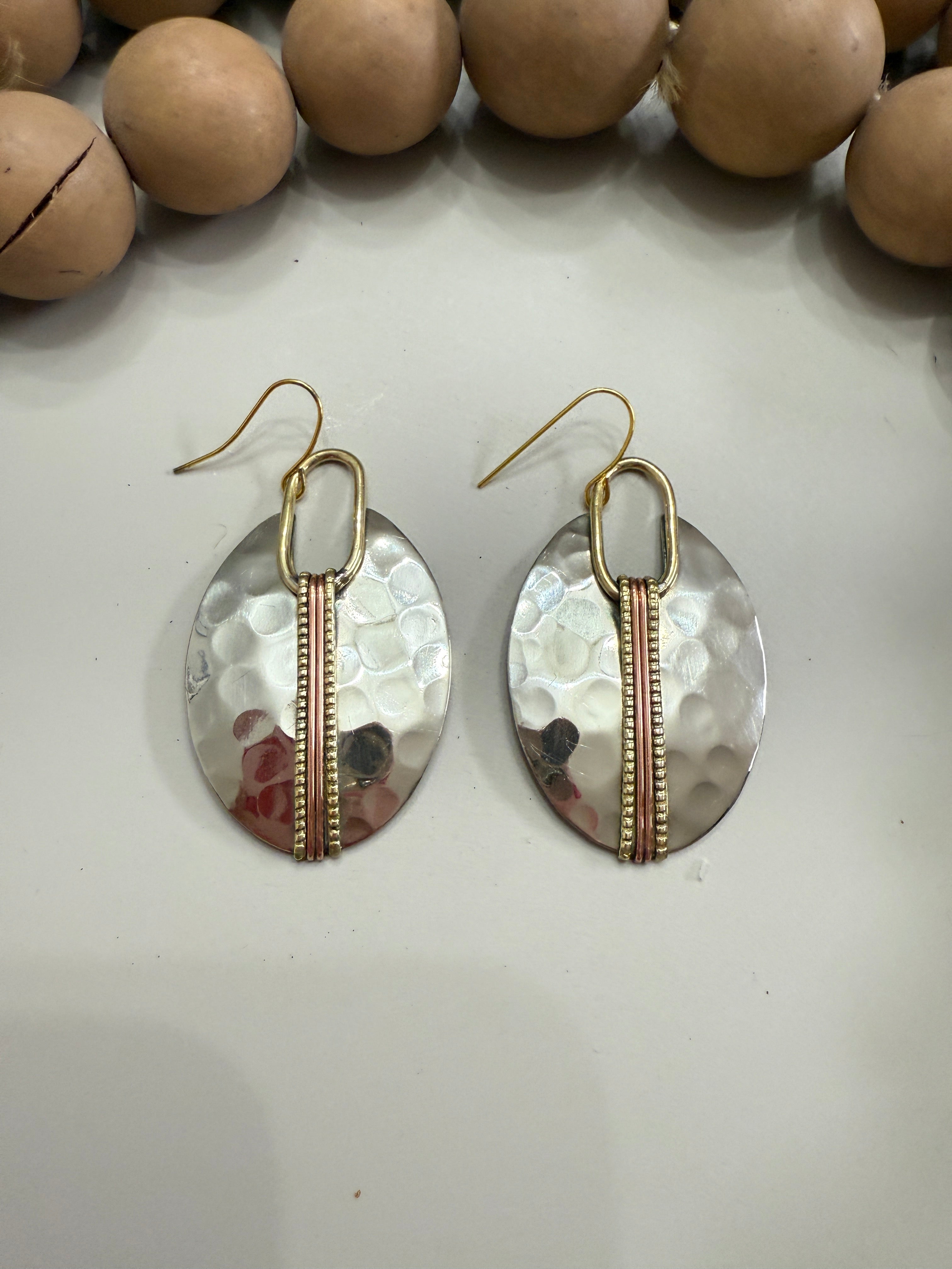 “The Golden Collection” Mixed Metal Oval Earrings