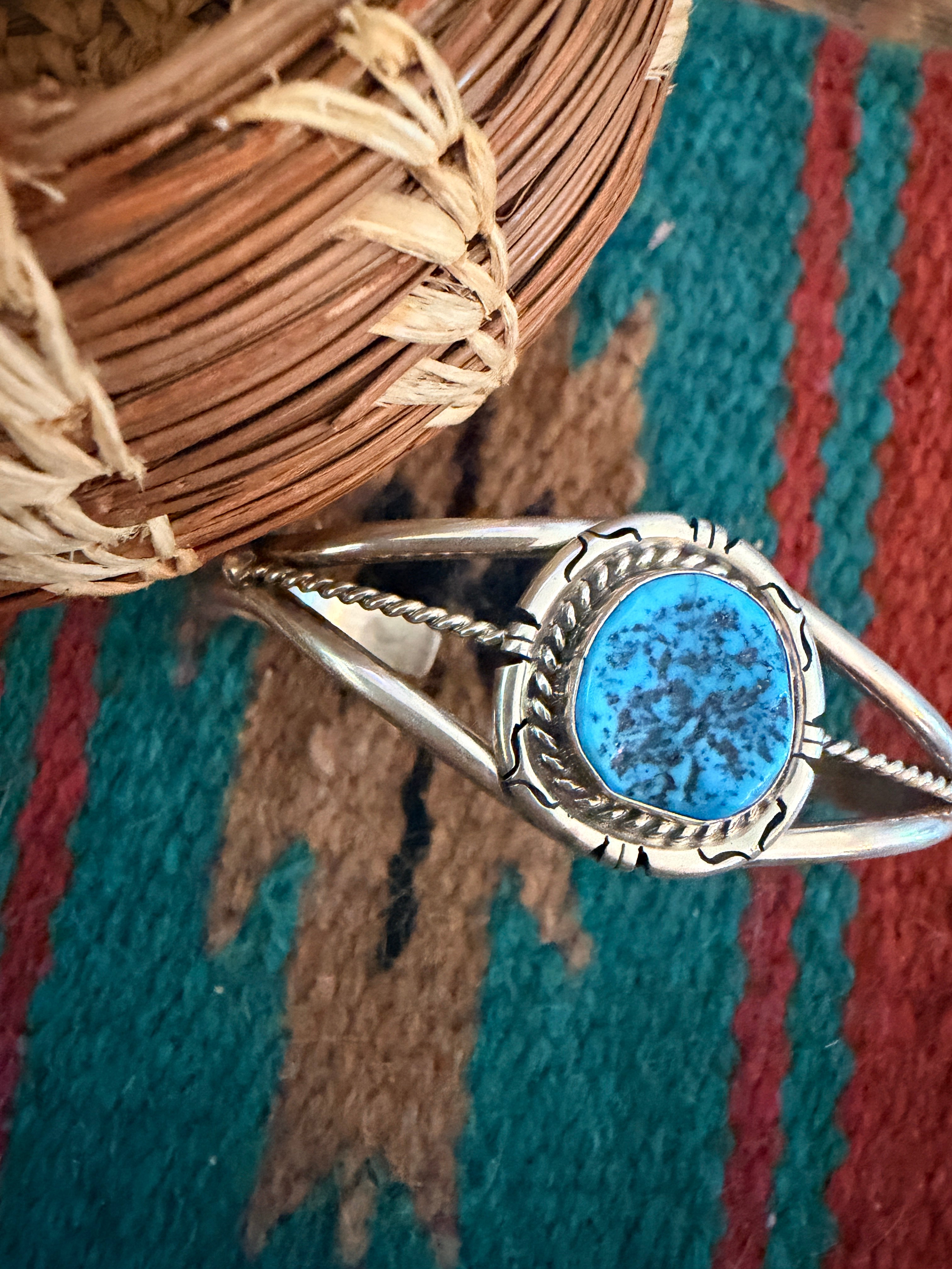 Handcrafted Turquoise & Sterling Silver Cuff Bracelet by David Skeets
