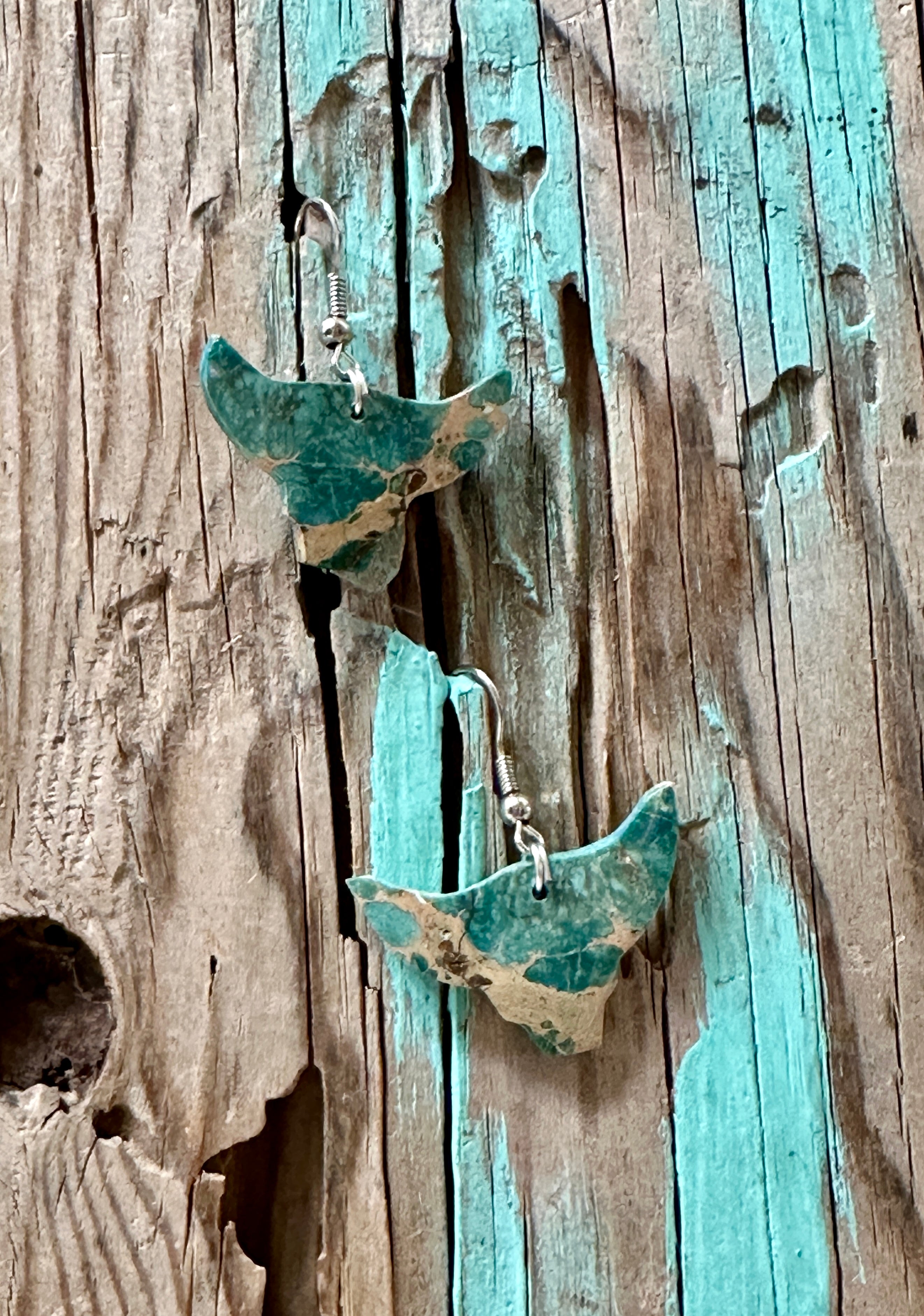 Handcrafted Blue Indigo Turquoise & Sterling Silver Bull head Slab Earrings