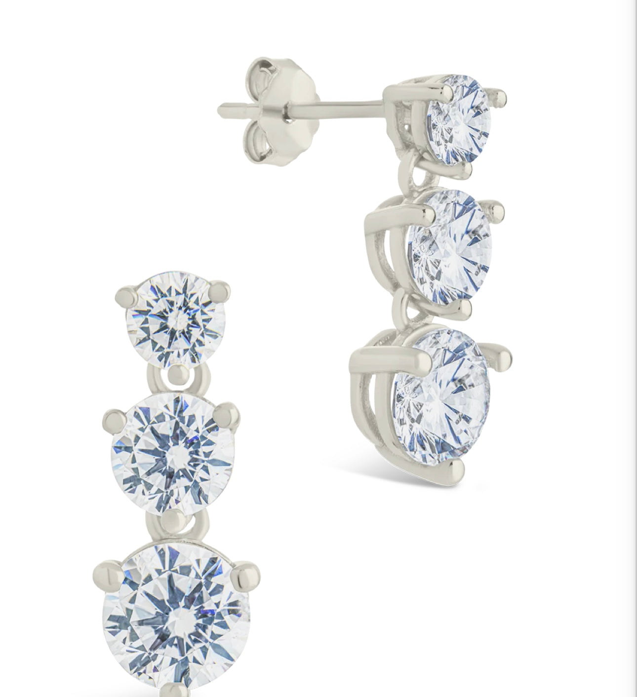 Sterling Silver Opaline Brilliant Cut CZ Studs