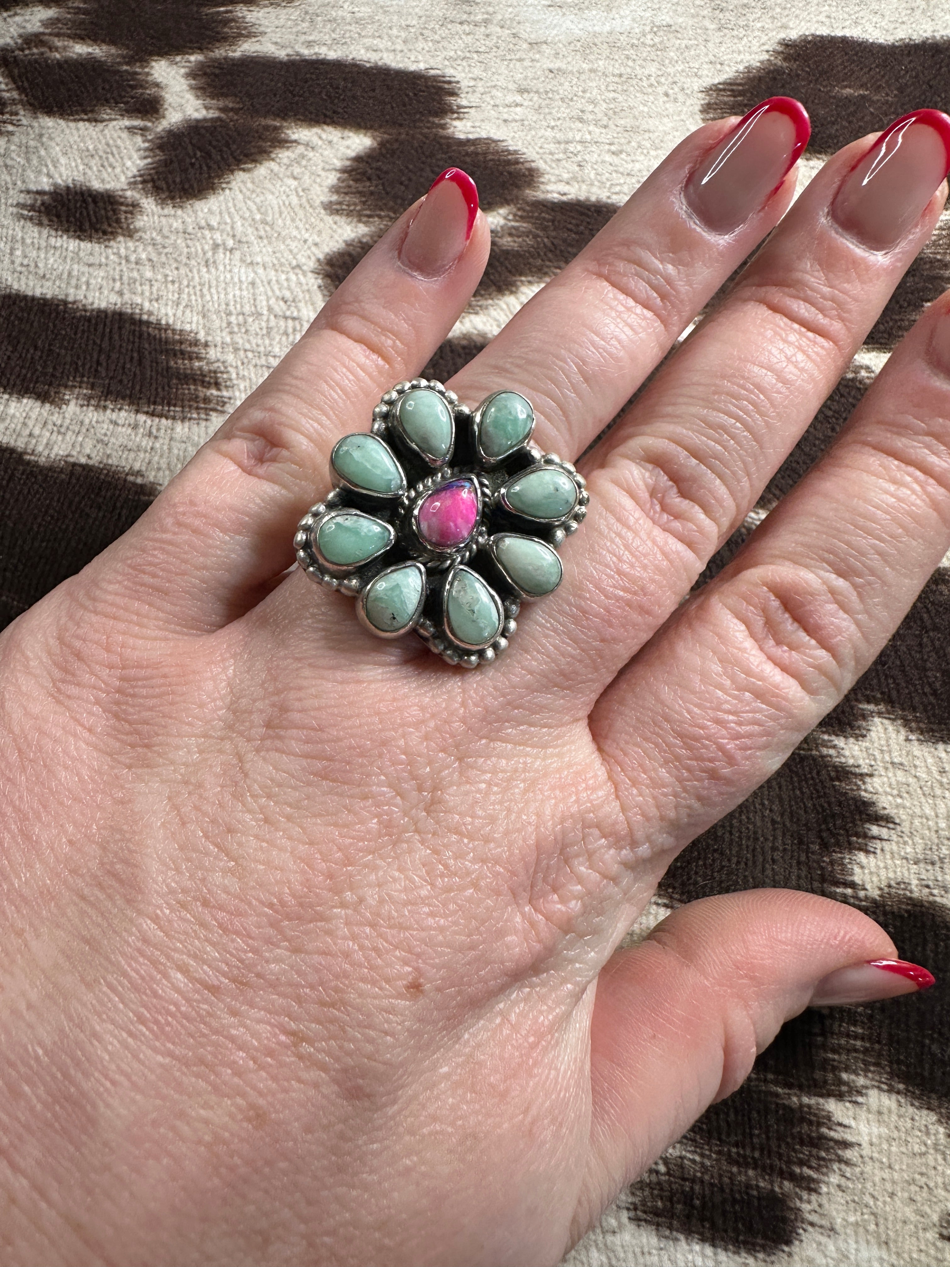 Handmade Sterling Silver, Pink Dream & Paloma Adjustable Ring