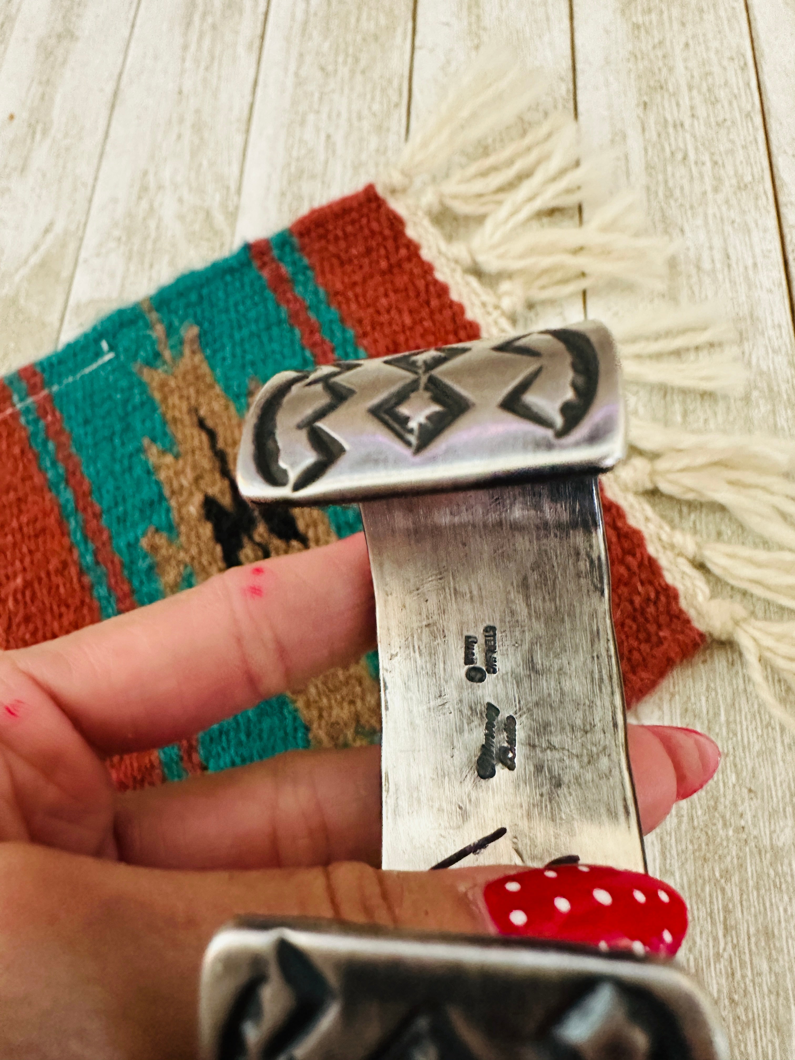 Handcrafted Sterling Silver & Golden Hills Turquoise Cuff Bracelet by Chimney Butte /