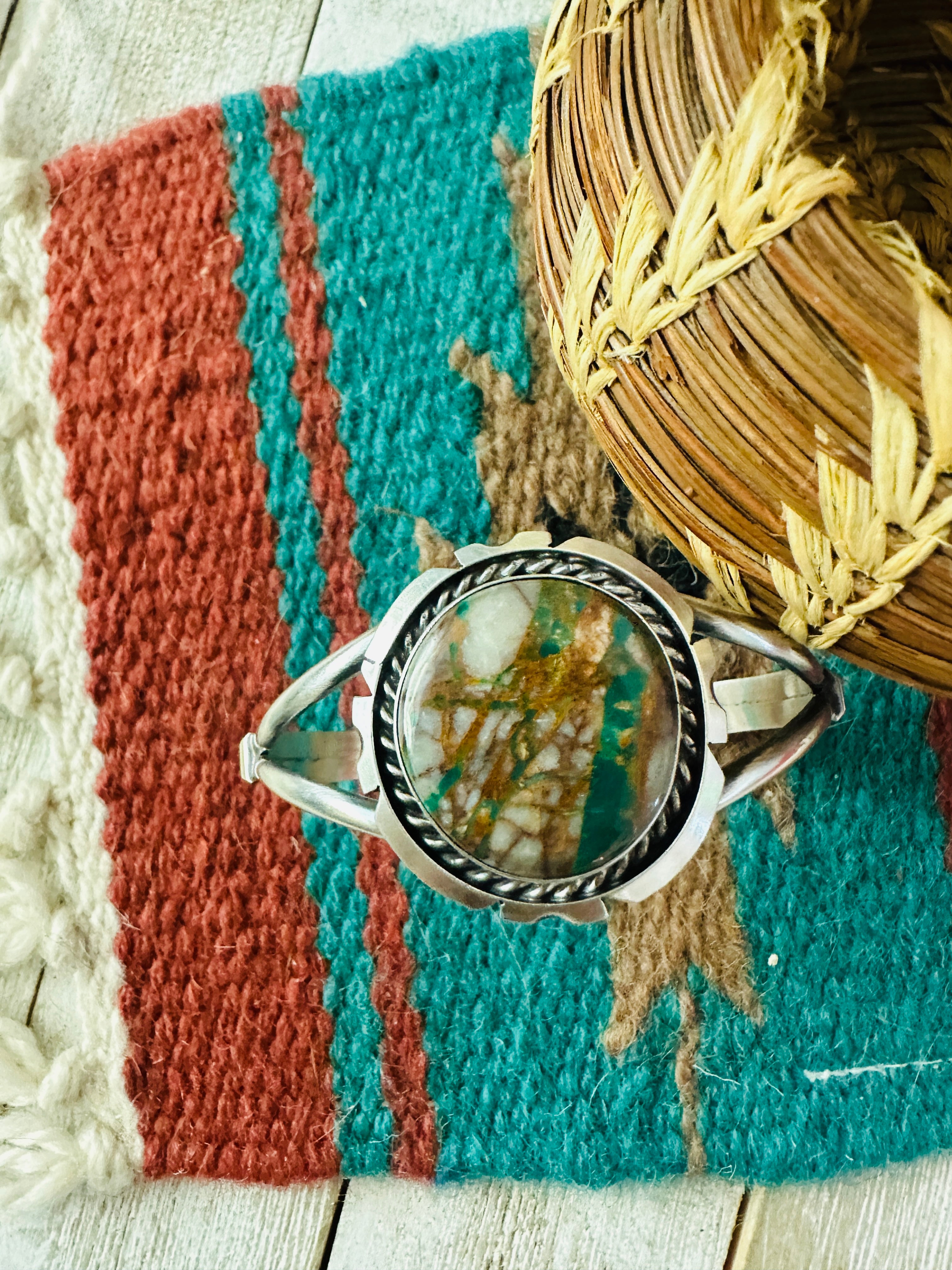 Handcrafted Sterling Silver & Royston Turquoise Cuff Bracelet