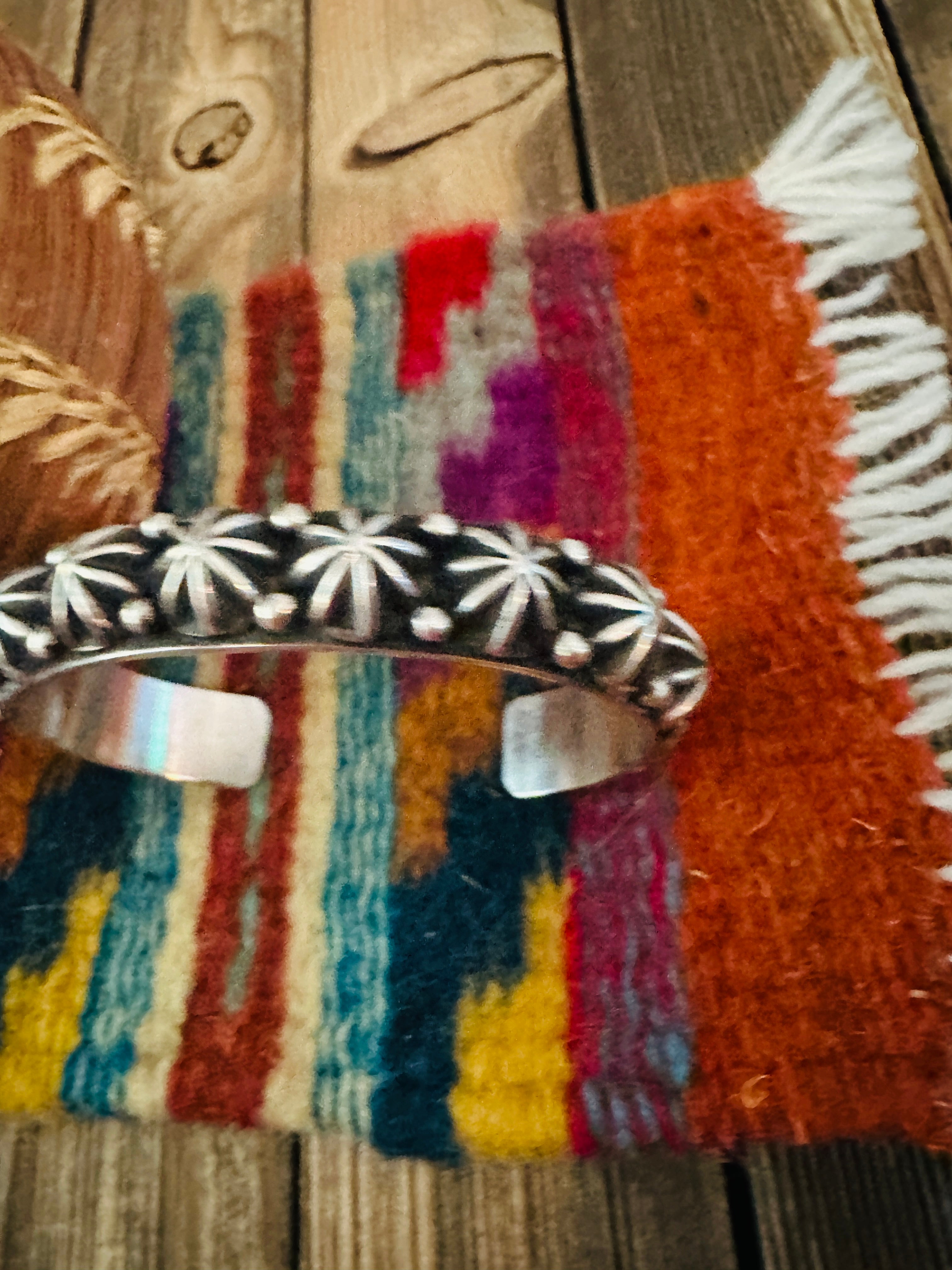 Handcrafted Sterling Silver Studded Cuff Bracelet
