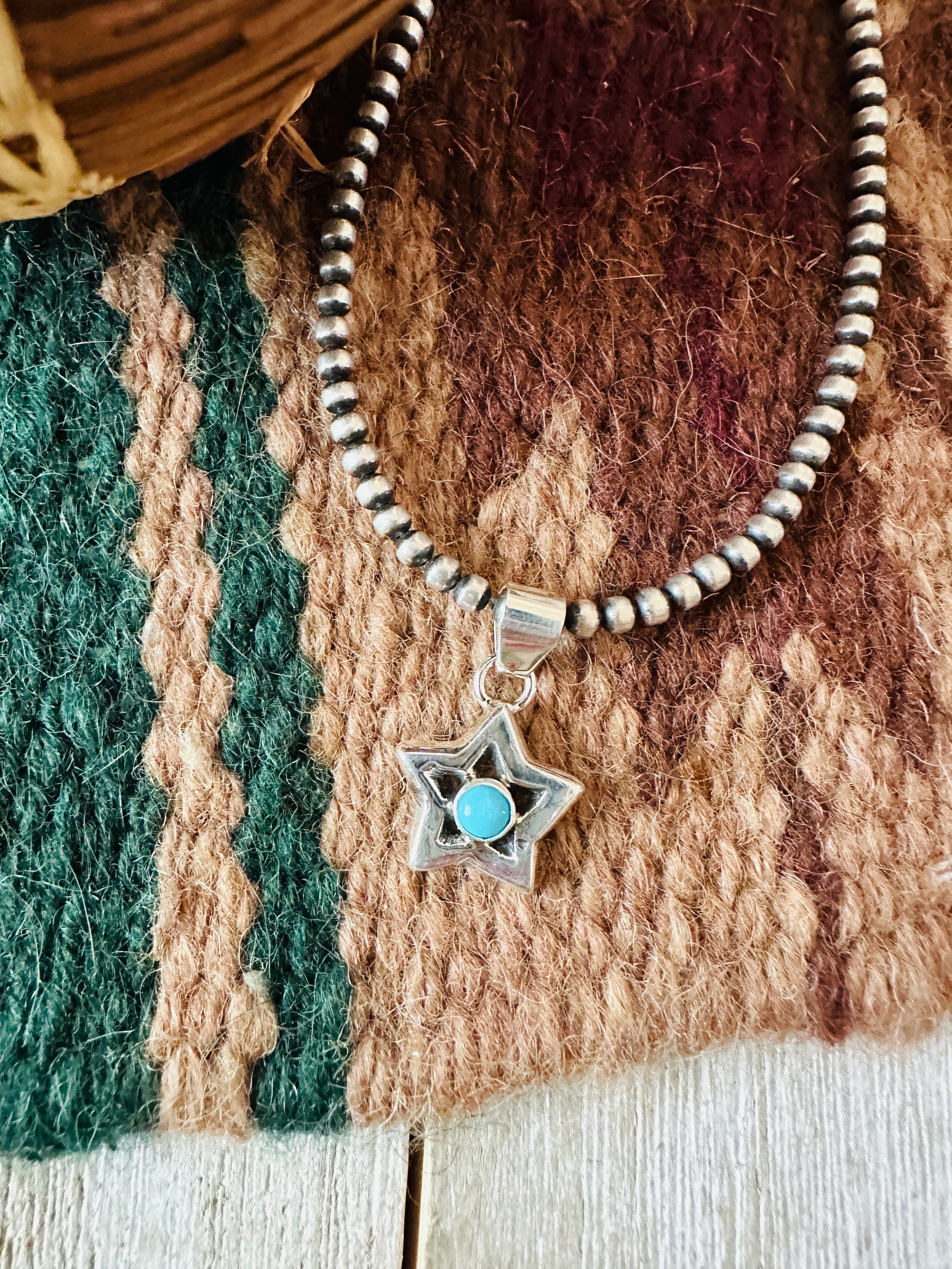 Handcrafted Turquoise & Sterling Silver Mini Star Pendant