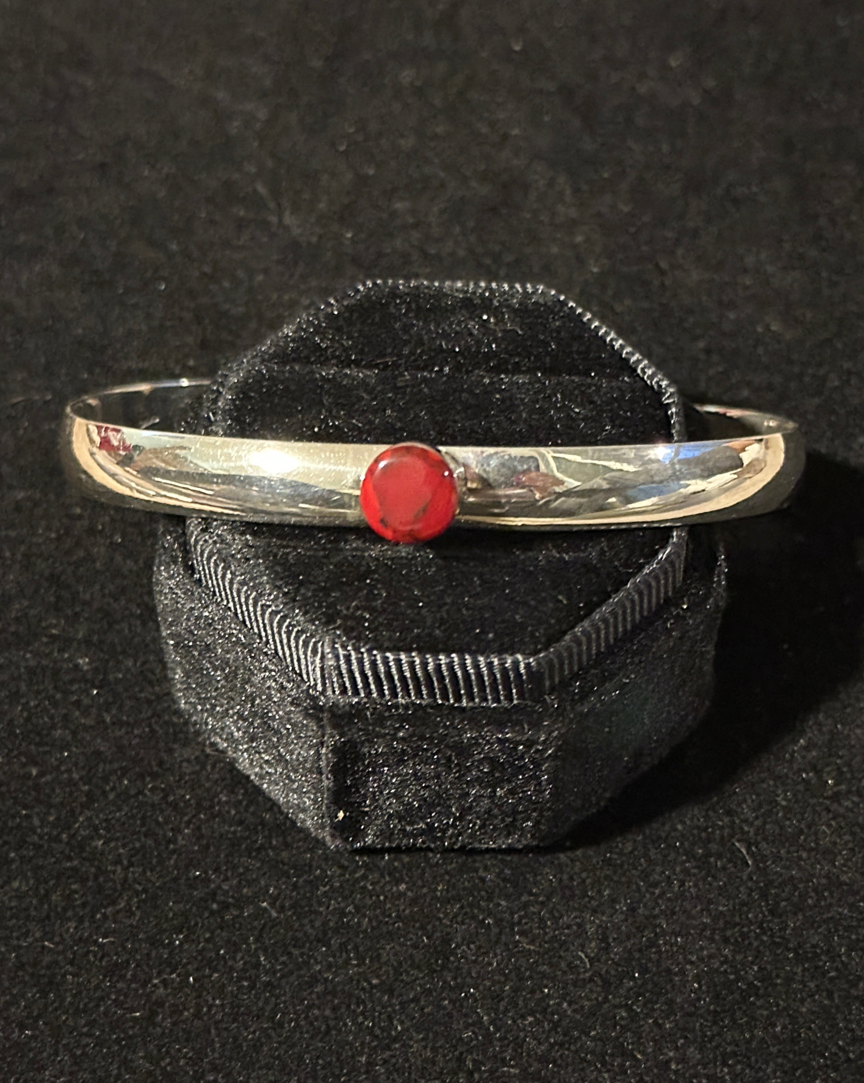 Simple Cuff w/ Red Jasper Cabochon Bracelet