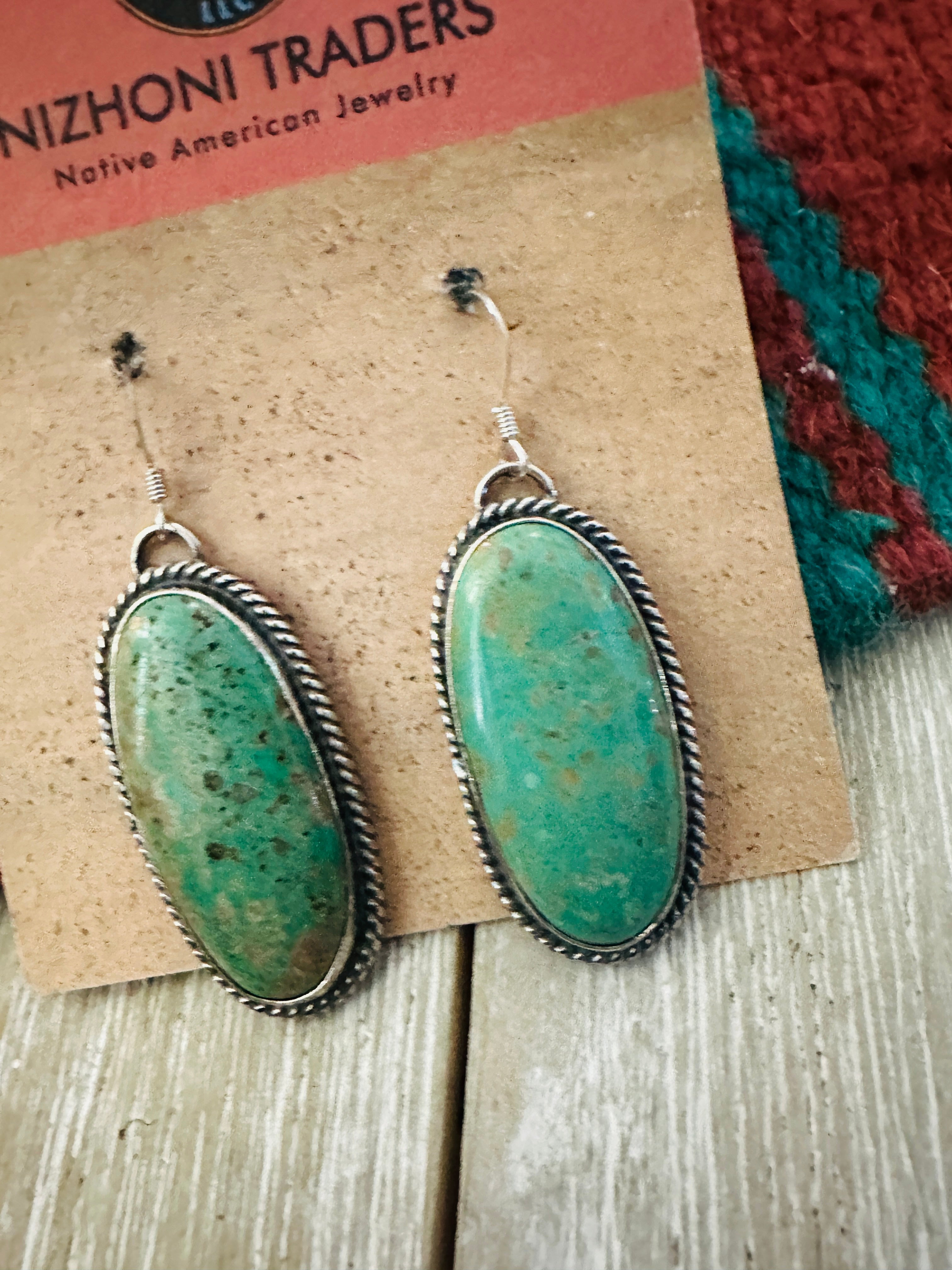 Handcrafted Turquoise & Sterling Silver Dangle Earrings