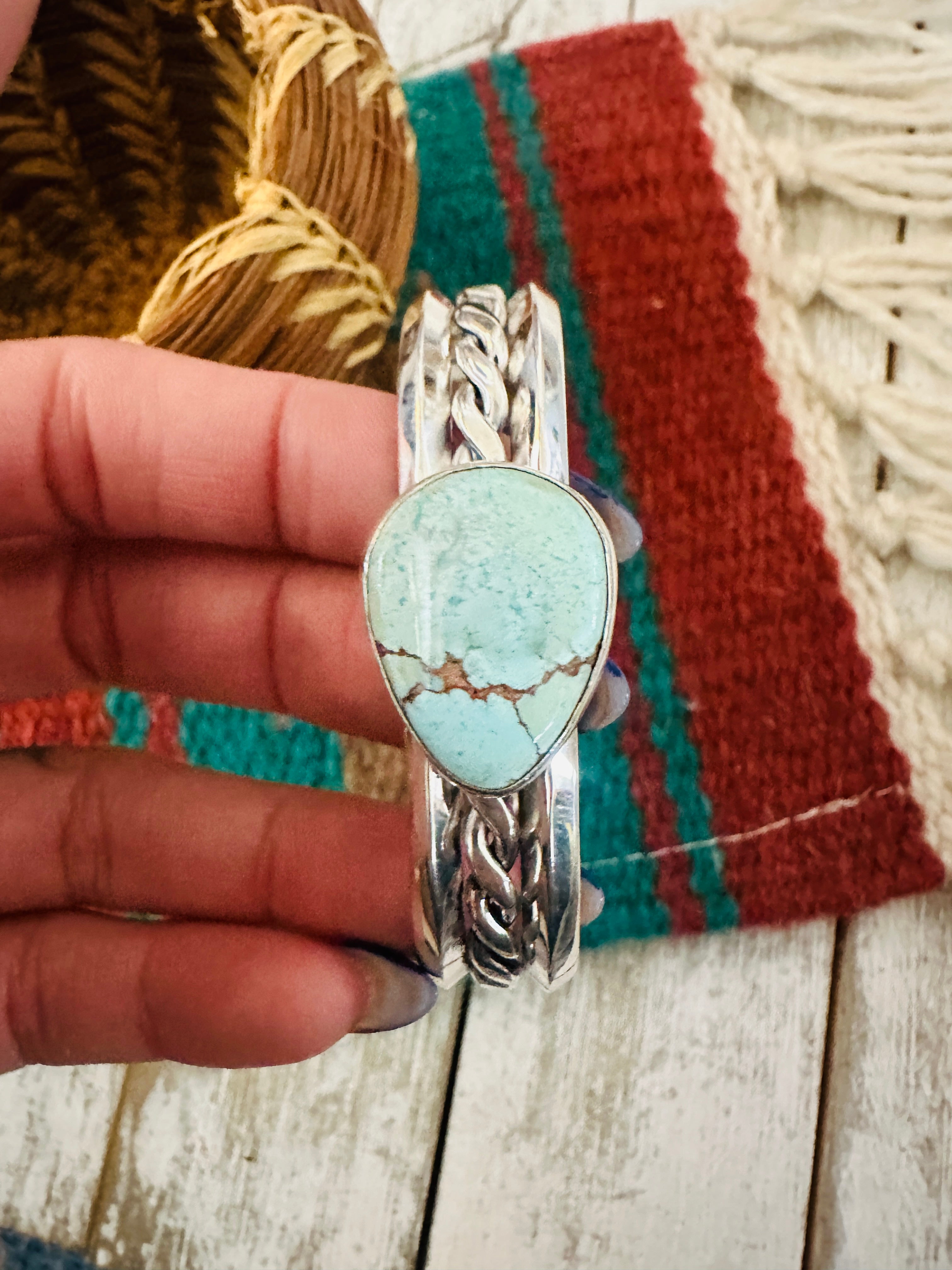 Handcrafted Sterling Silver & Golden Hills Turquoise Cuff Bracelet