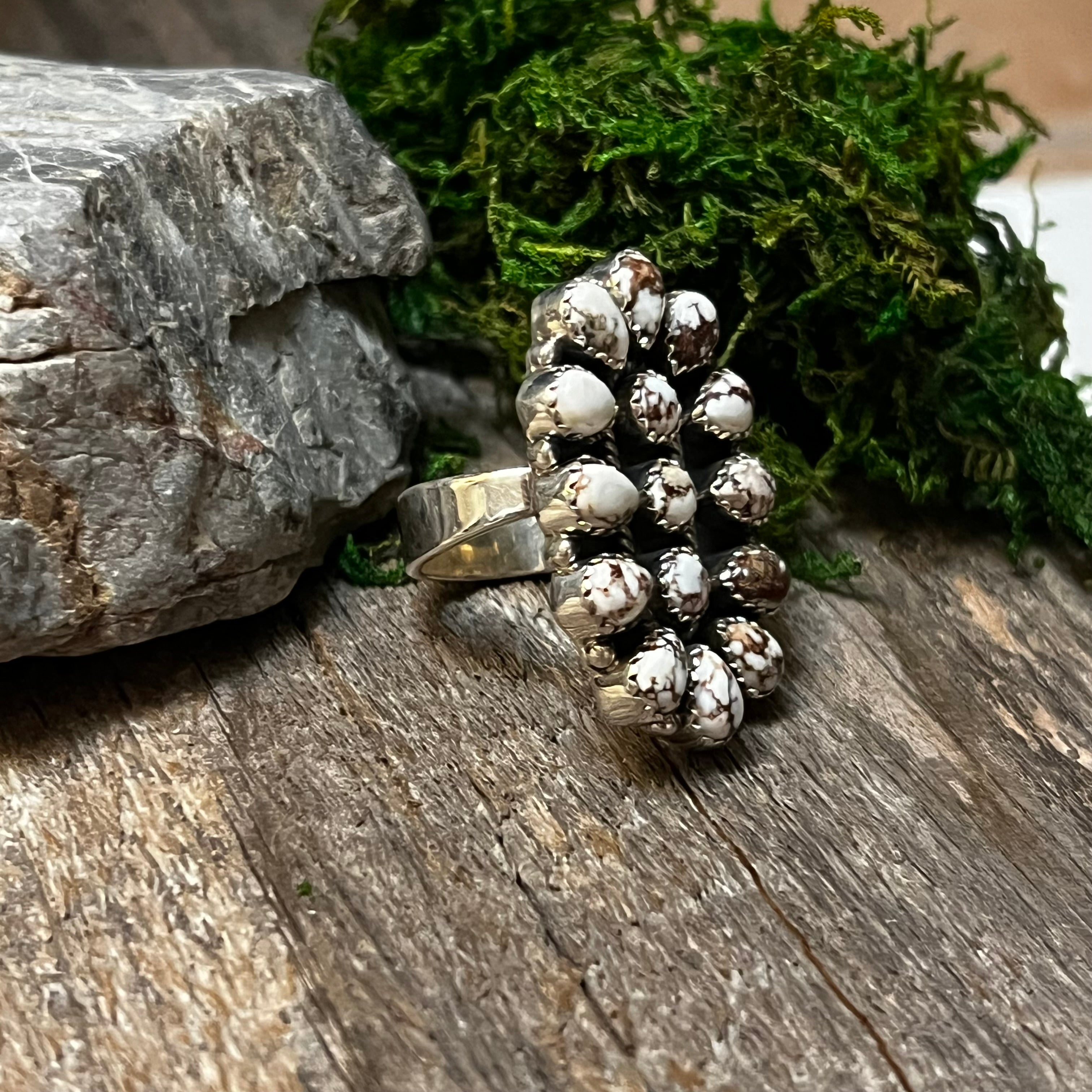 Handmade Wild Horse Gemstones & Sterling Silver Cluster Ring