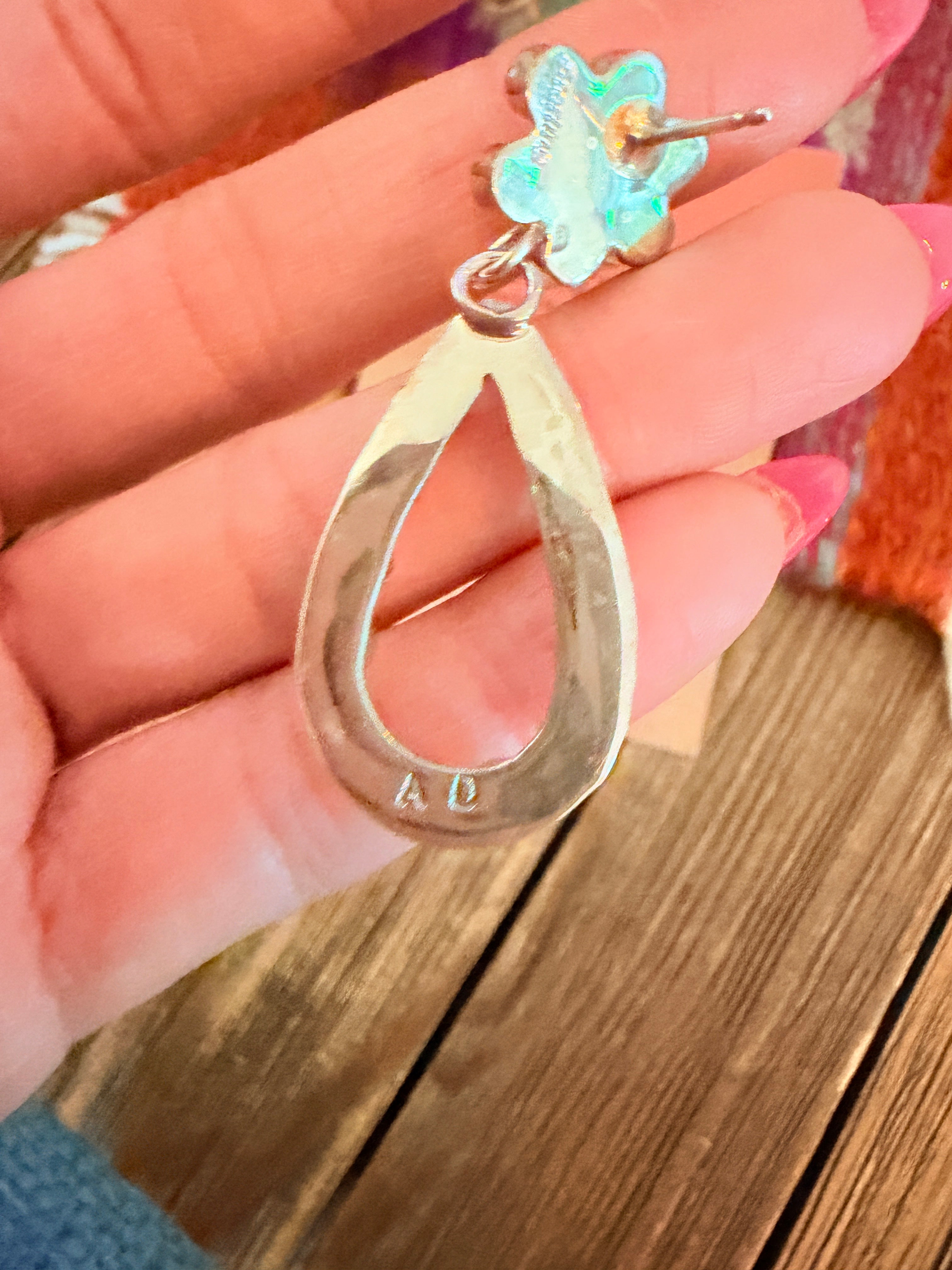 Handcrafted Queen Pink Conch & Sterling Silver Dangle Earrings