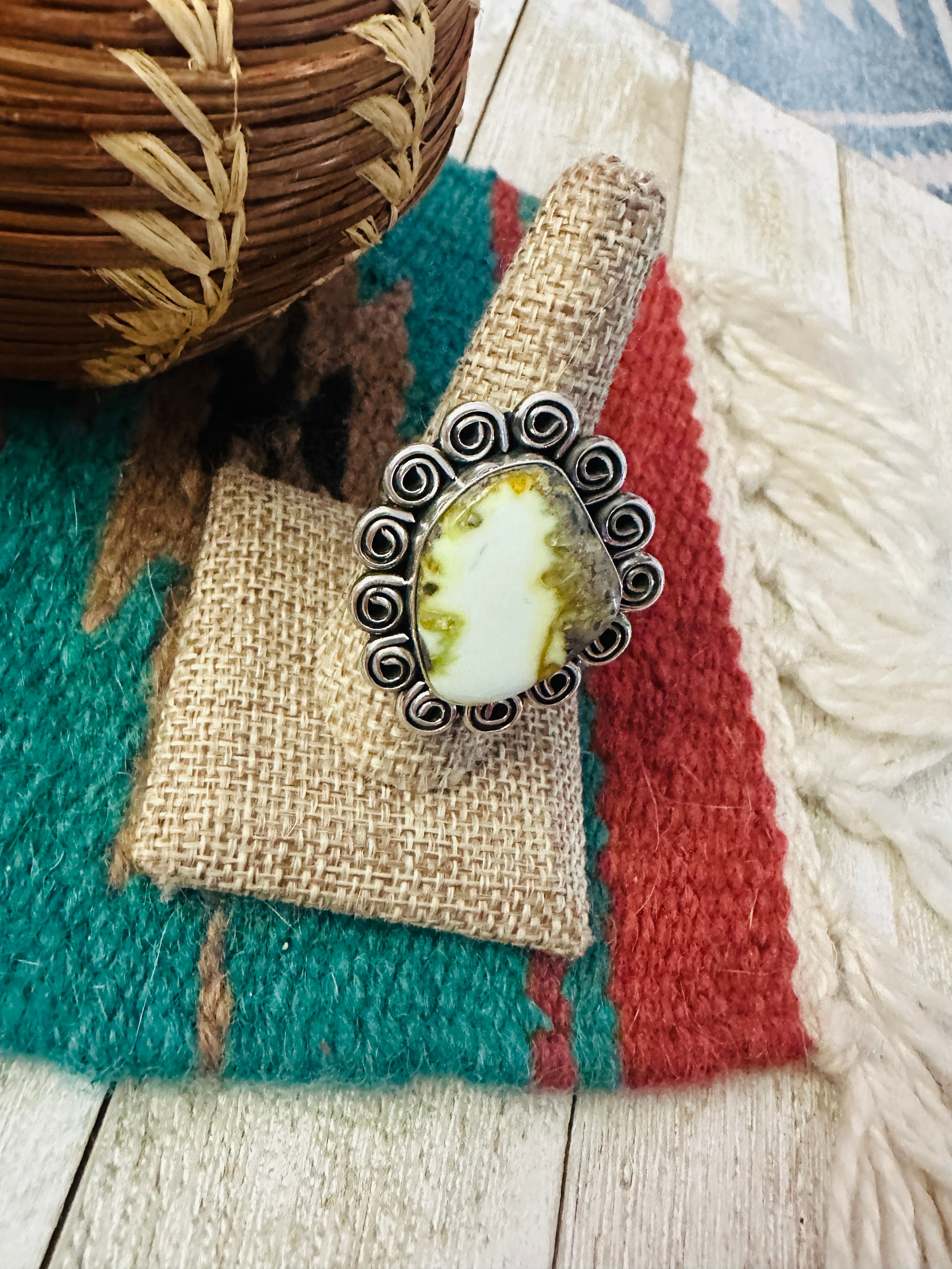 Handcrafted Palomino Turquoise & Sterling Silver Ring size 9.5