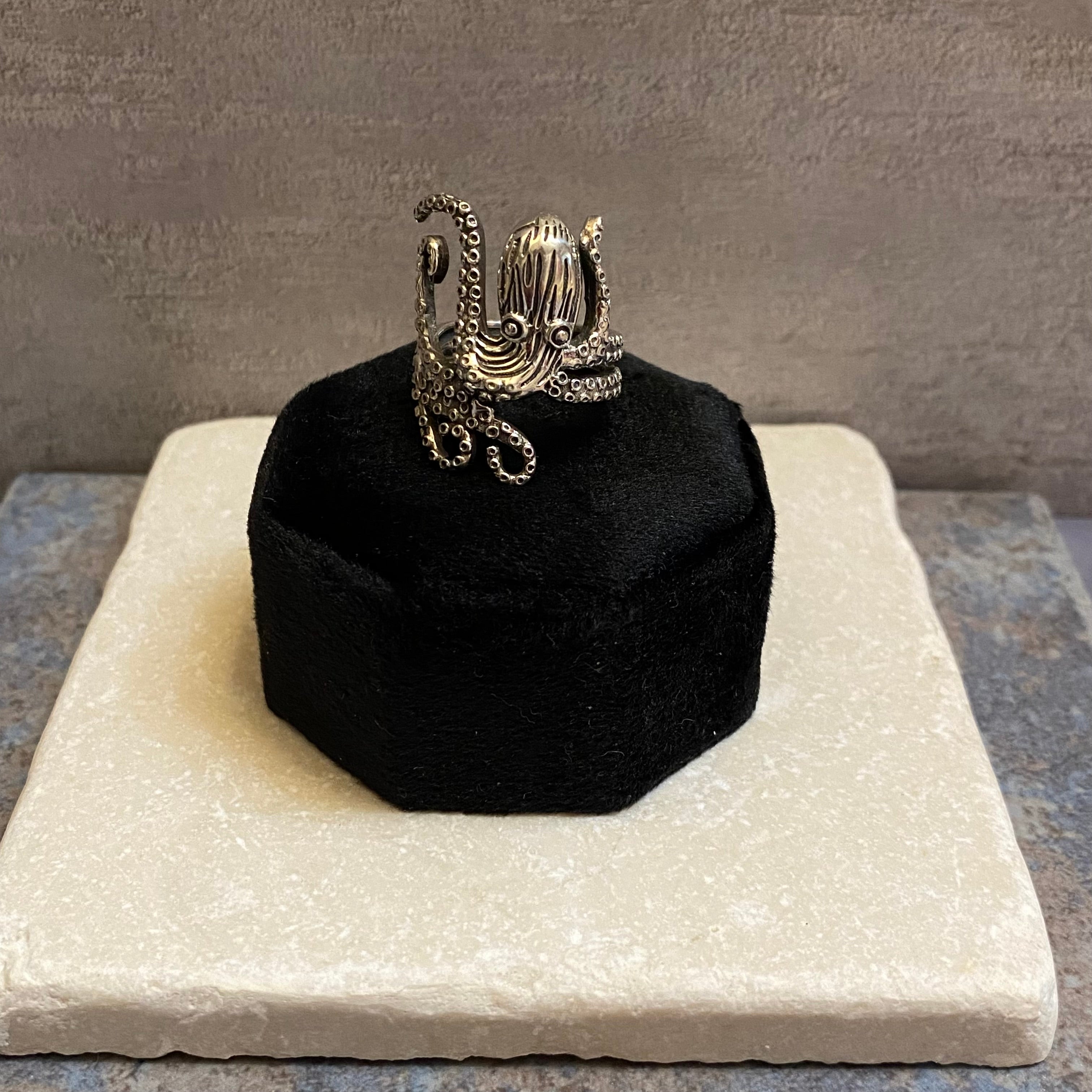 Sterling Silver Etched Octopus Ring