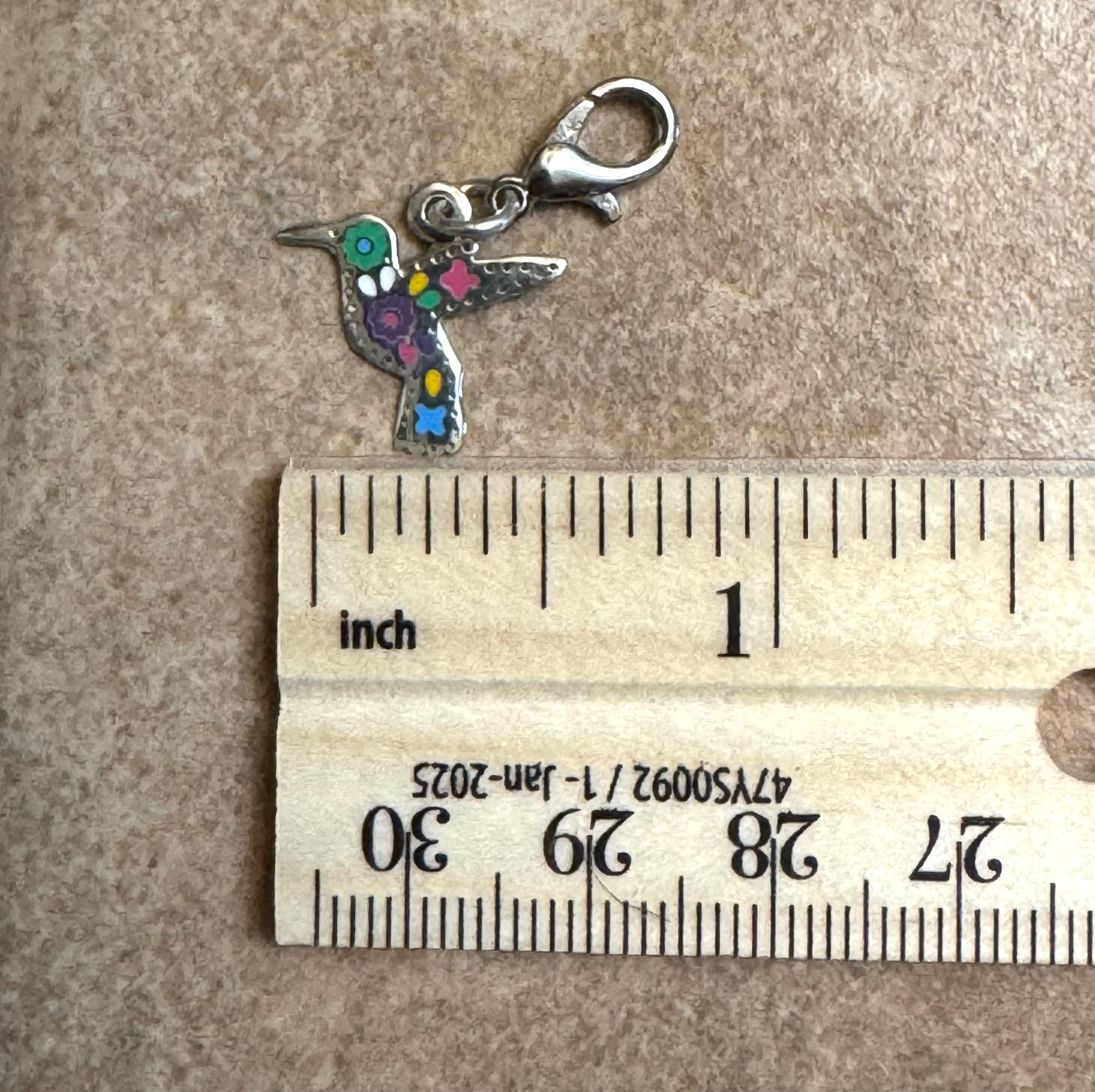 Multicolored Hummingbird Sterling Silver Charm