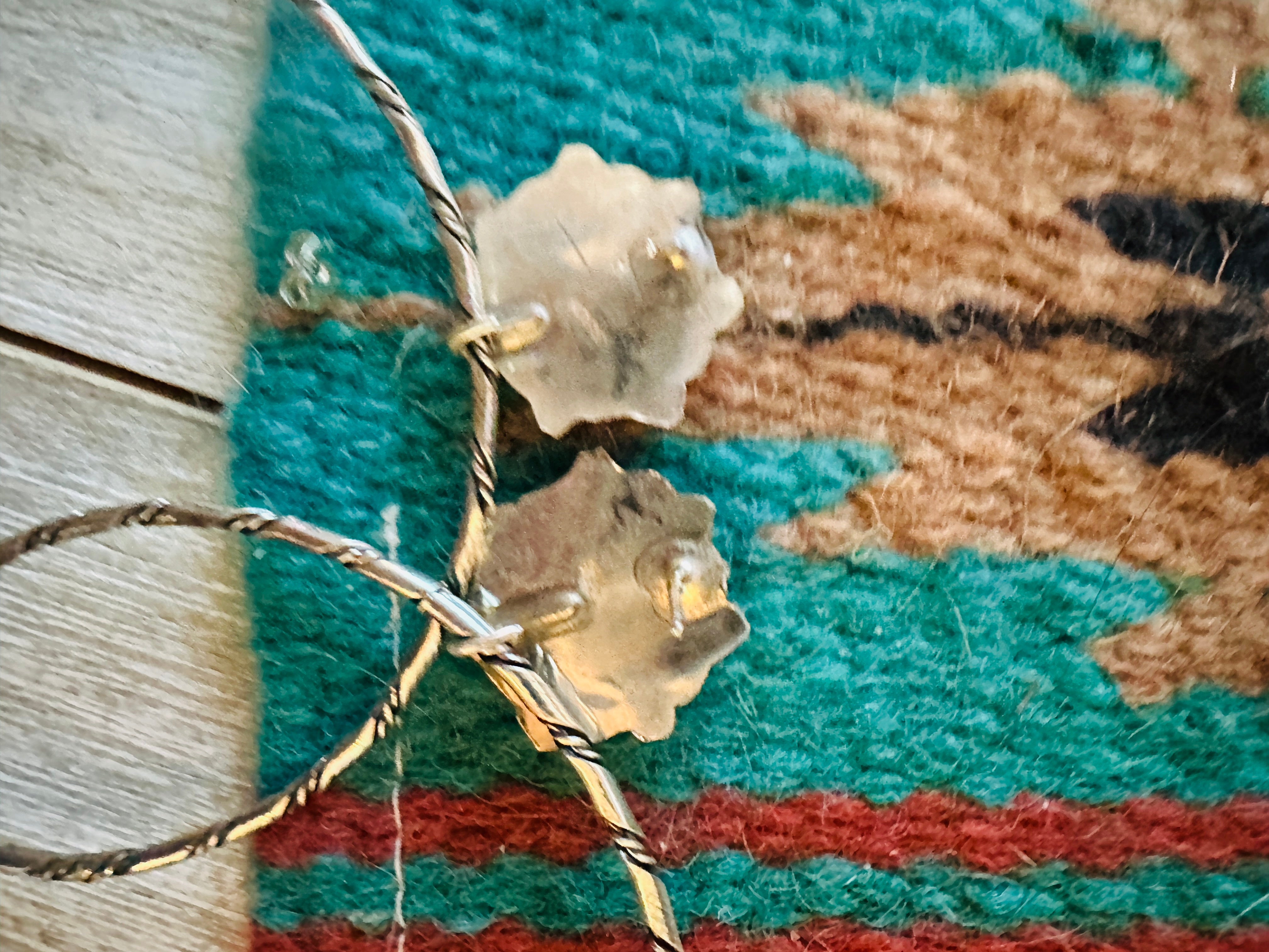 Handcrafted Turquoise and Sterling Silver Cluster Hoop Earrings