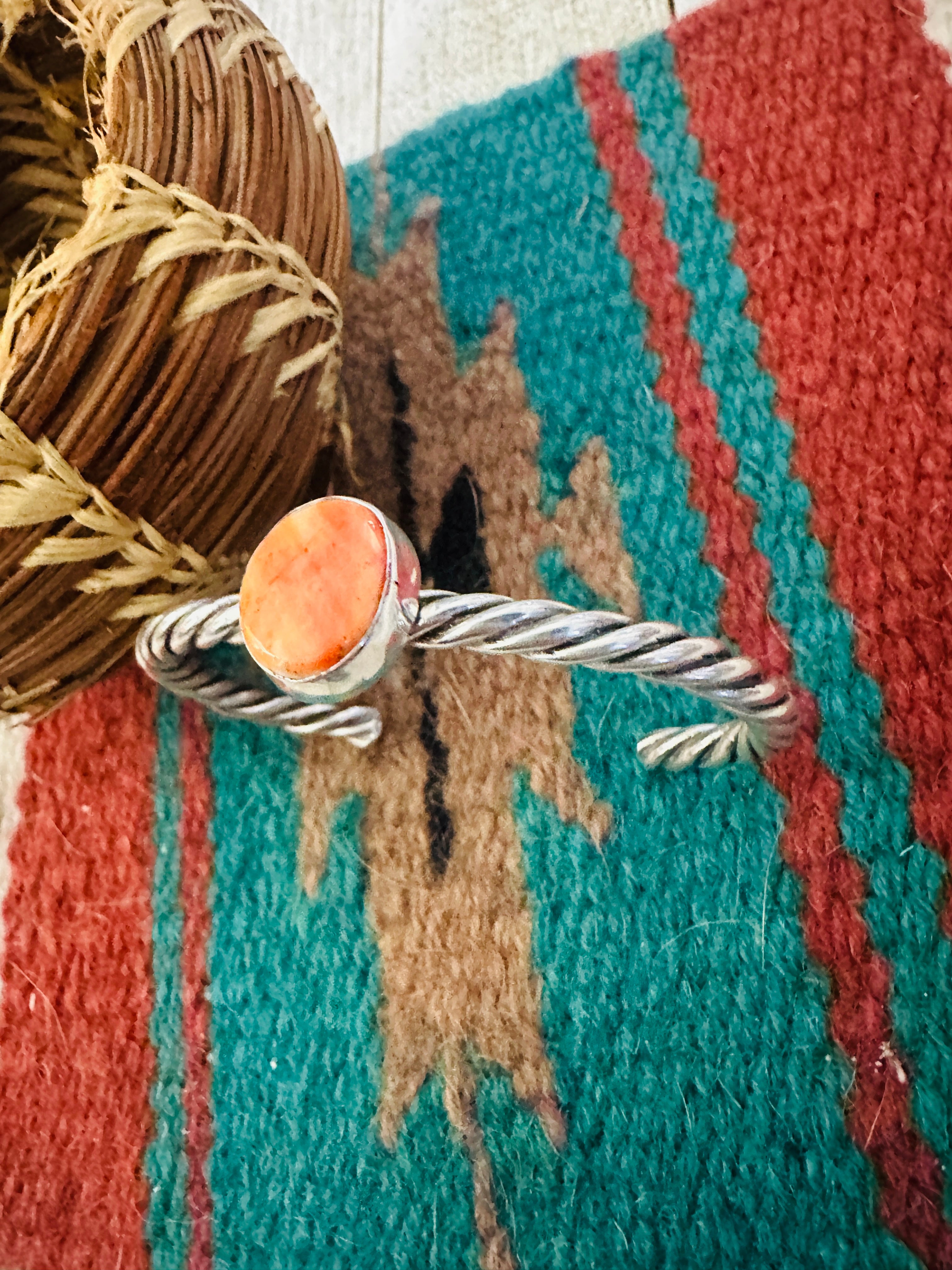 Handcrafted Spiny & Sterling Silver Cuff Bracelet