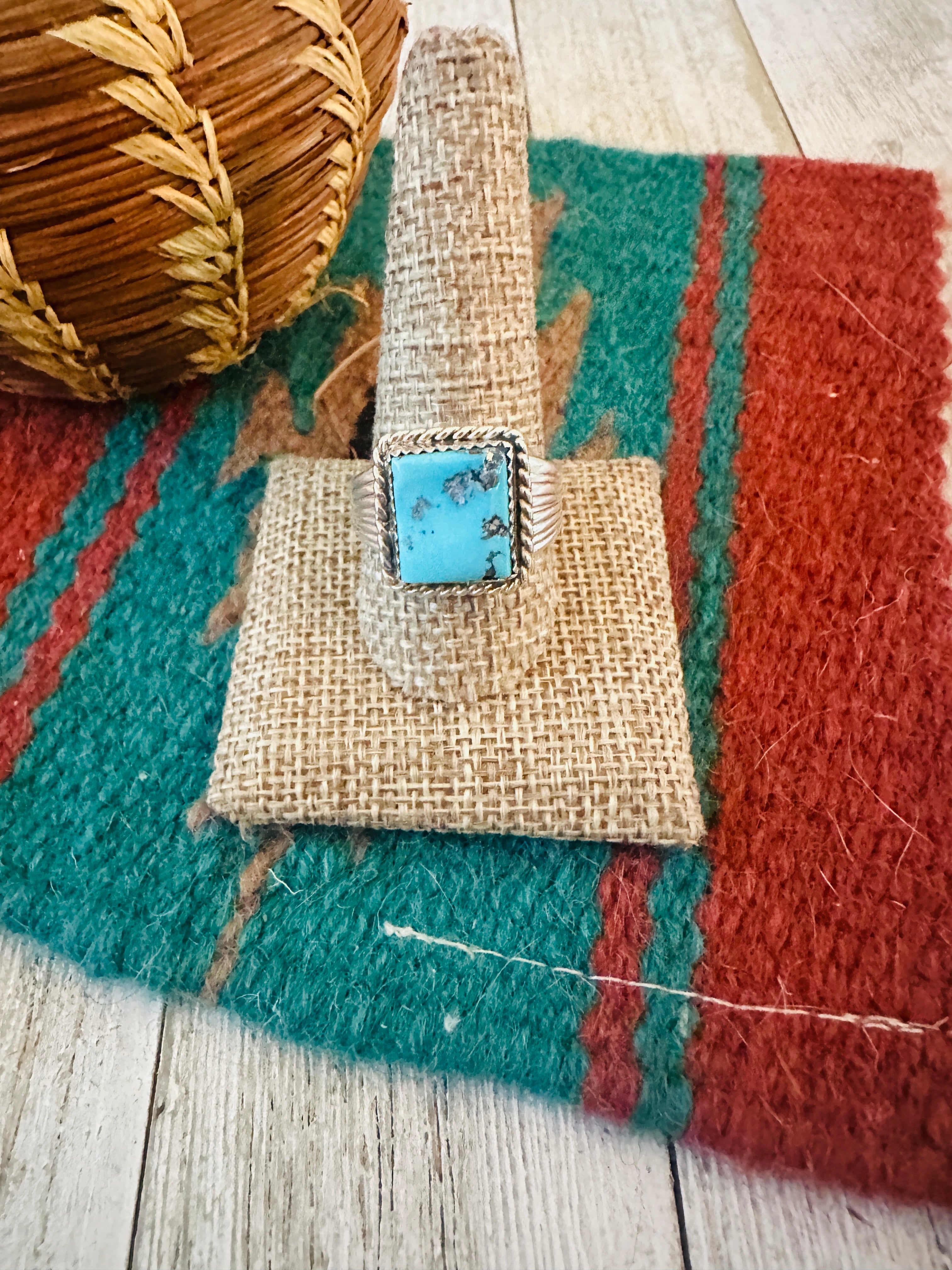 Handcrafted Old Pawn Sterling Silver & Turquoise Ring