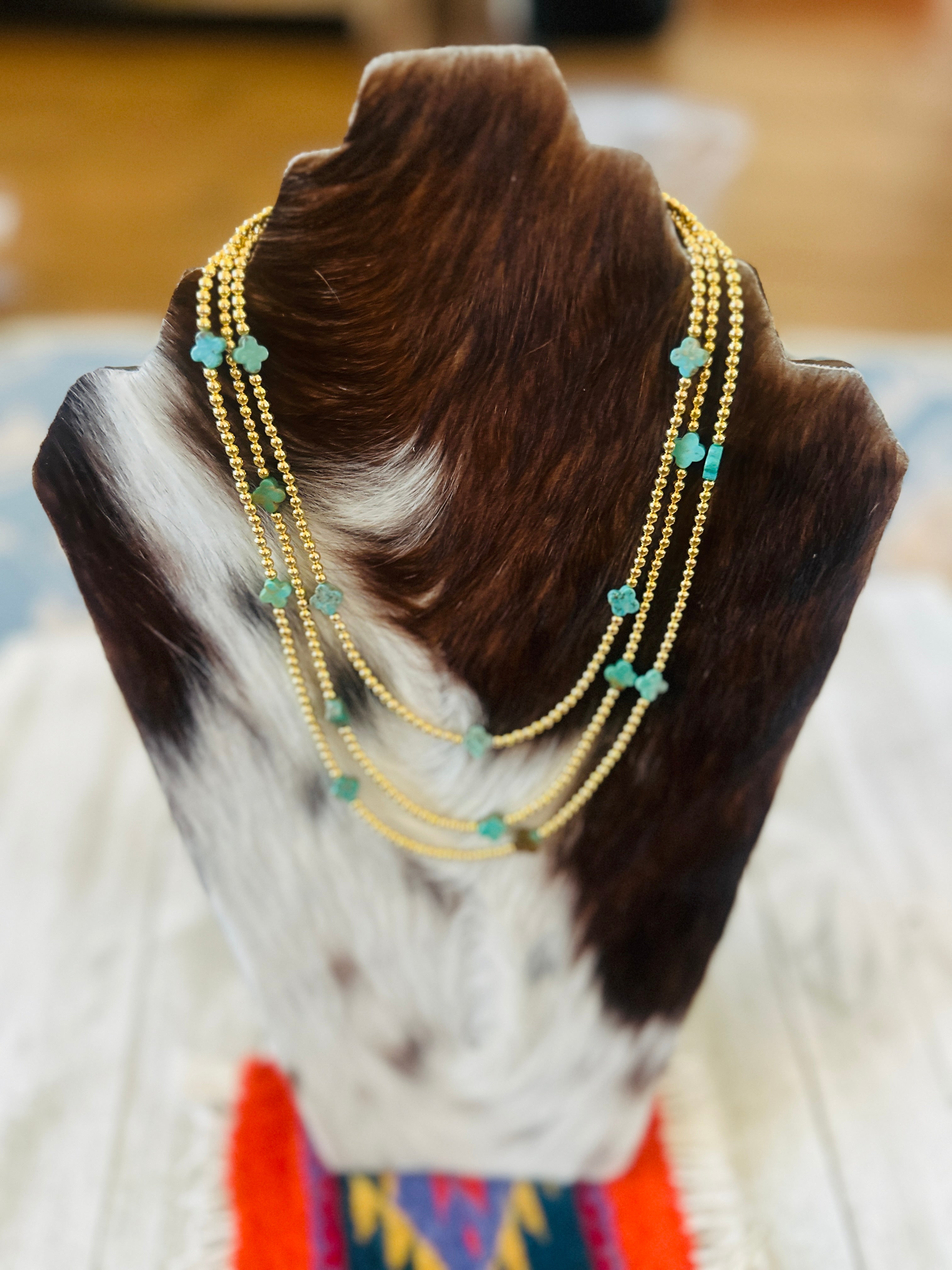 Handcrafted Gold Plated Sterling Silver & Turquoise Beaded Necklace
