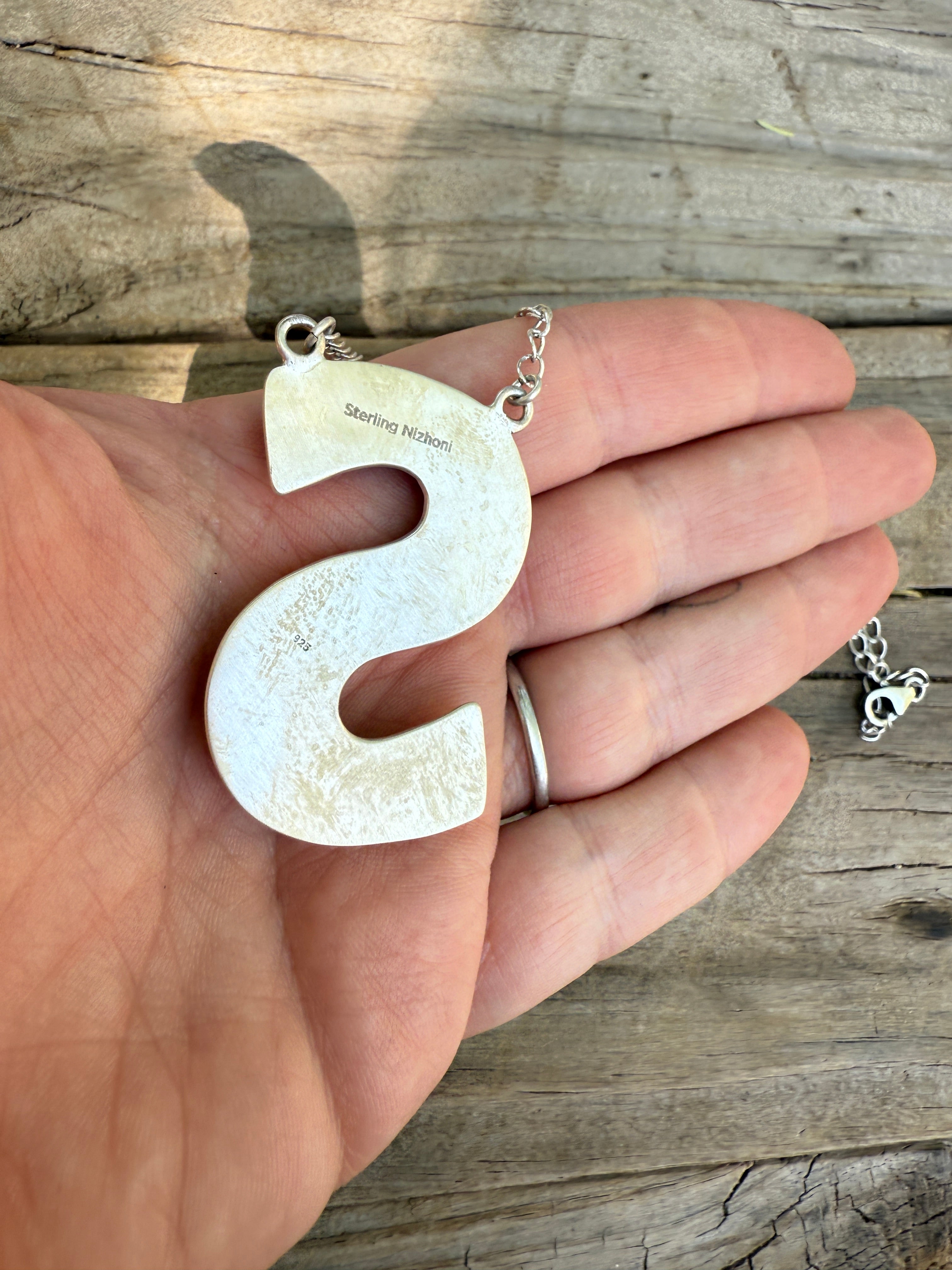Handmade Sterling Silver Multi Stone Letter Necklace Signed Nizhoni Leslie’s fav