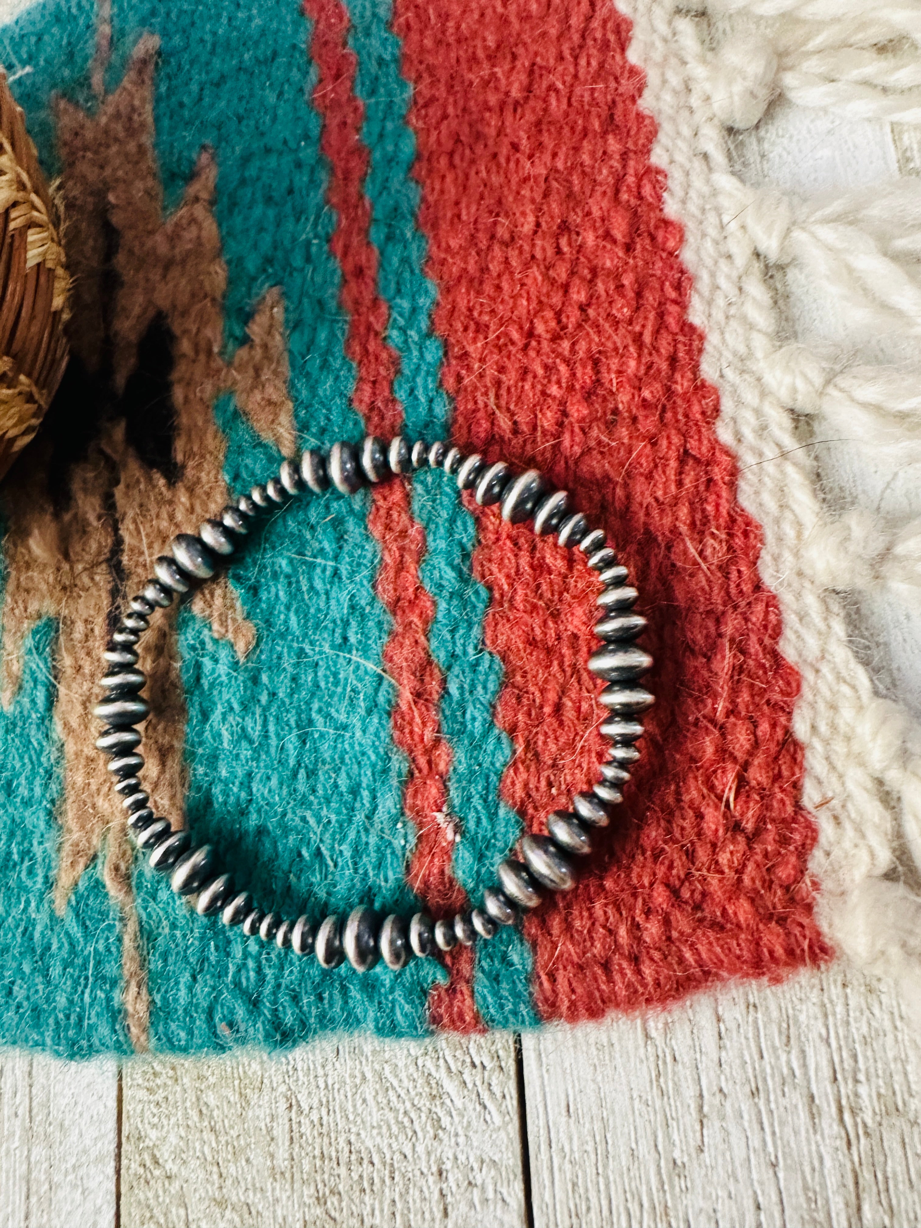 Handcrafted Sterling Silver Stretch Saucer Bead Bracelet