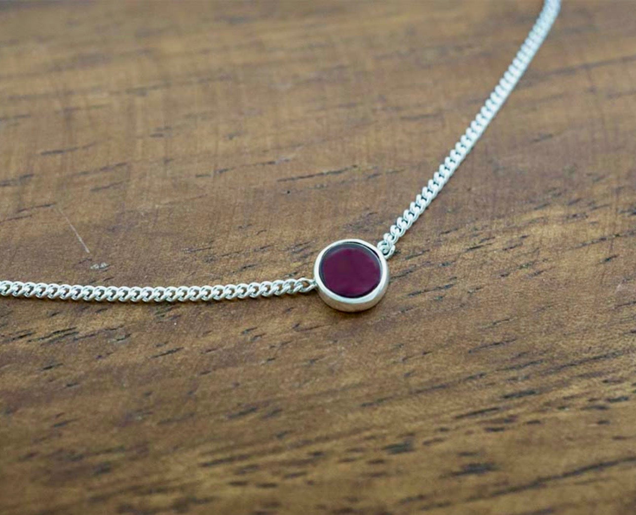 Petite Garnet Pendant & Sterling Silver Necklace