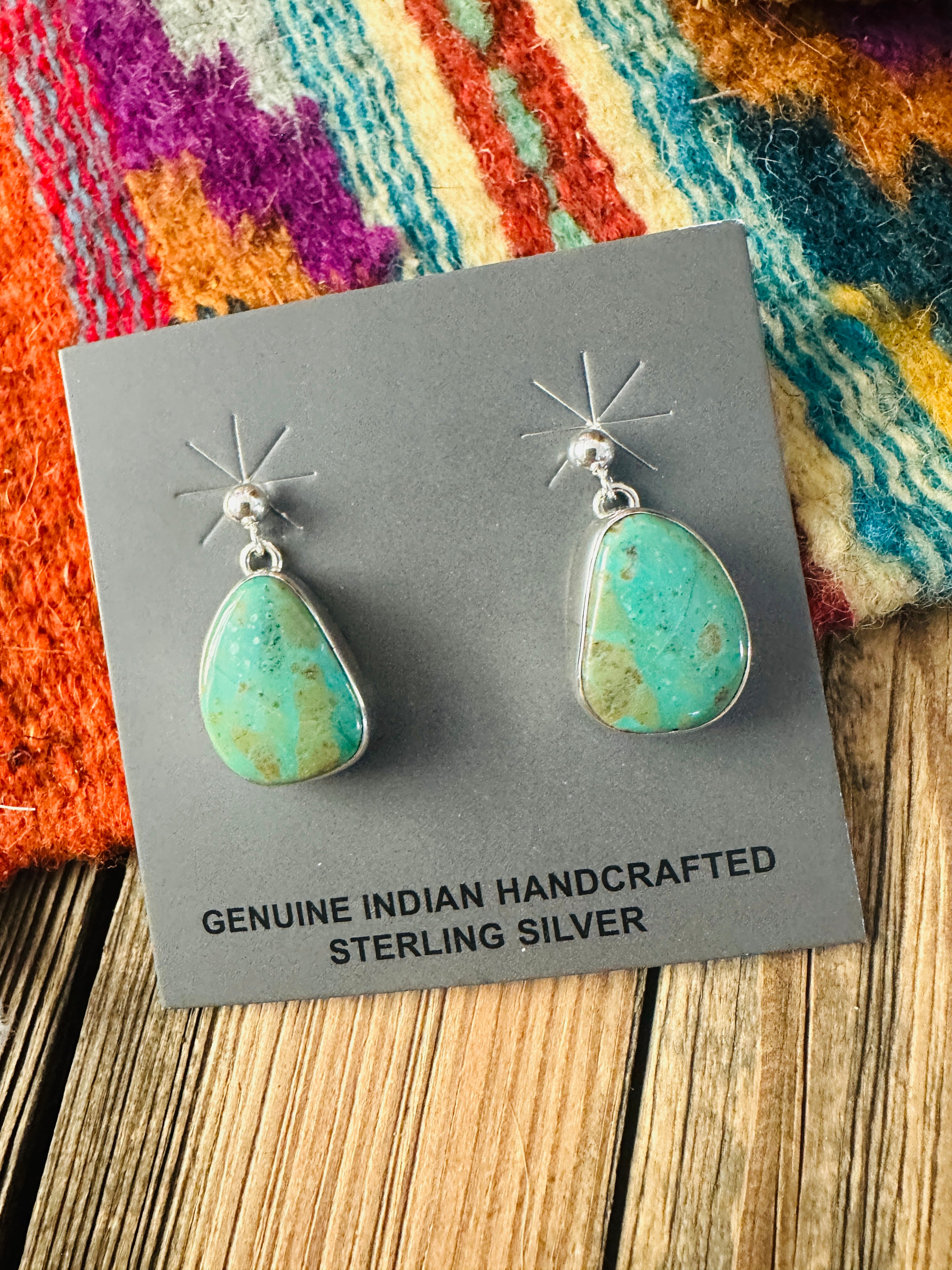 Handcrafted Turquoise & Sterling Silver Dangle Earrings