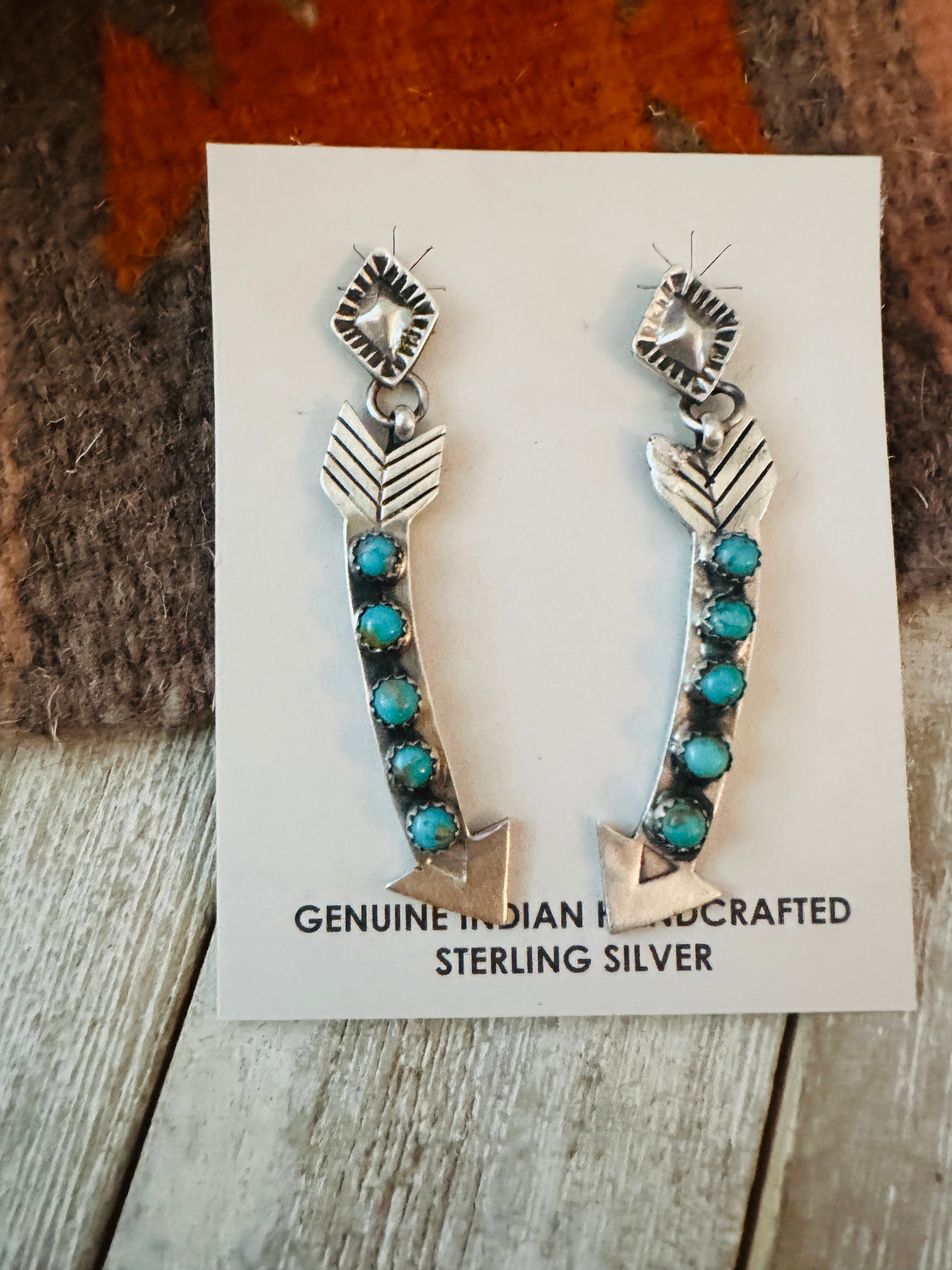 Handcrafted Sterling Silver & Turquoise Arrow Dangle Earrings