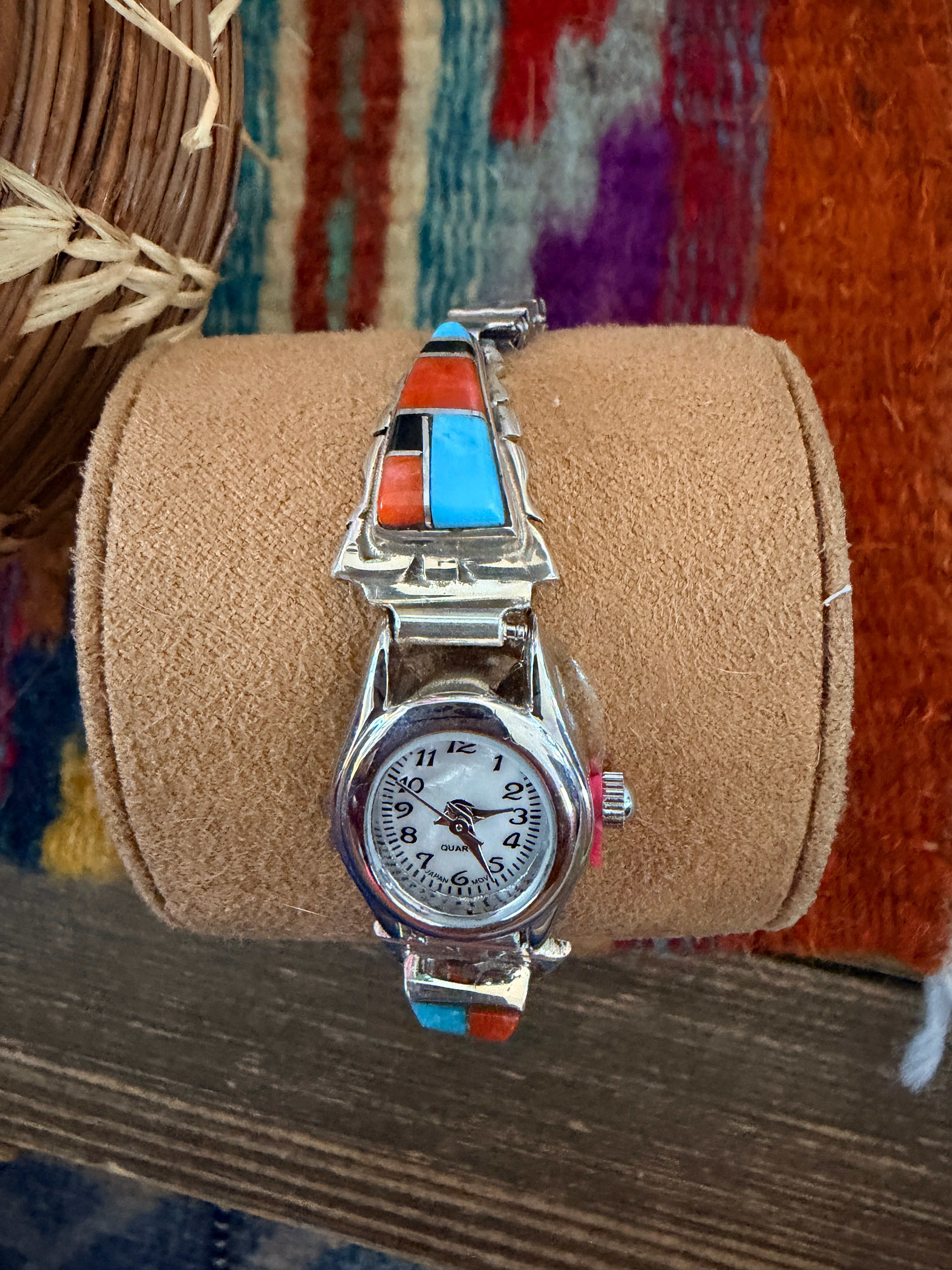 Handcrafted Multi Stone & Sterling Silver Inlay Watch