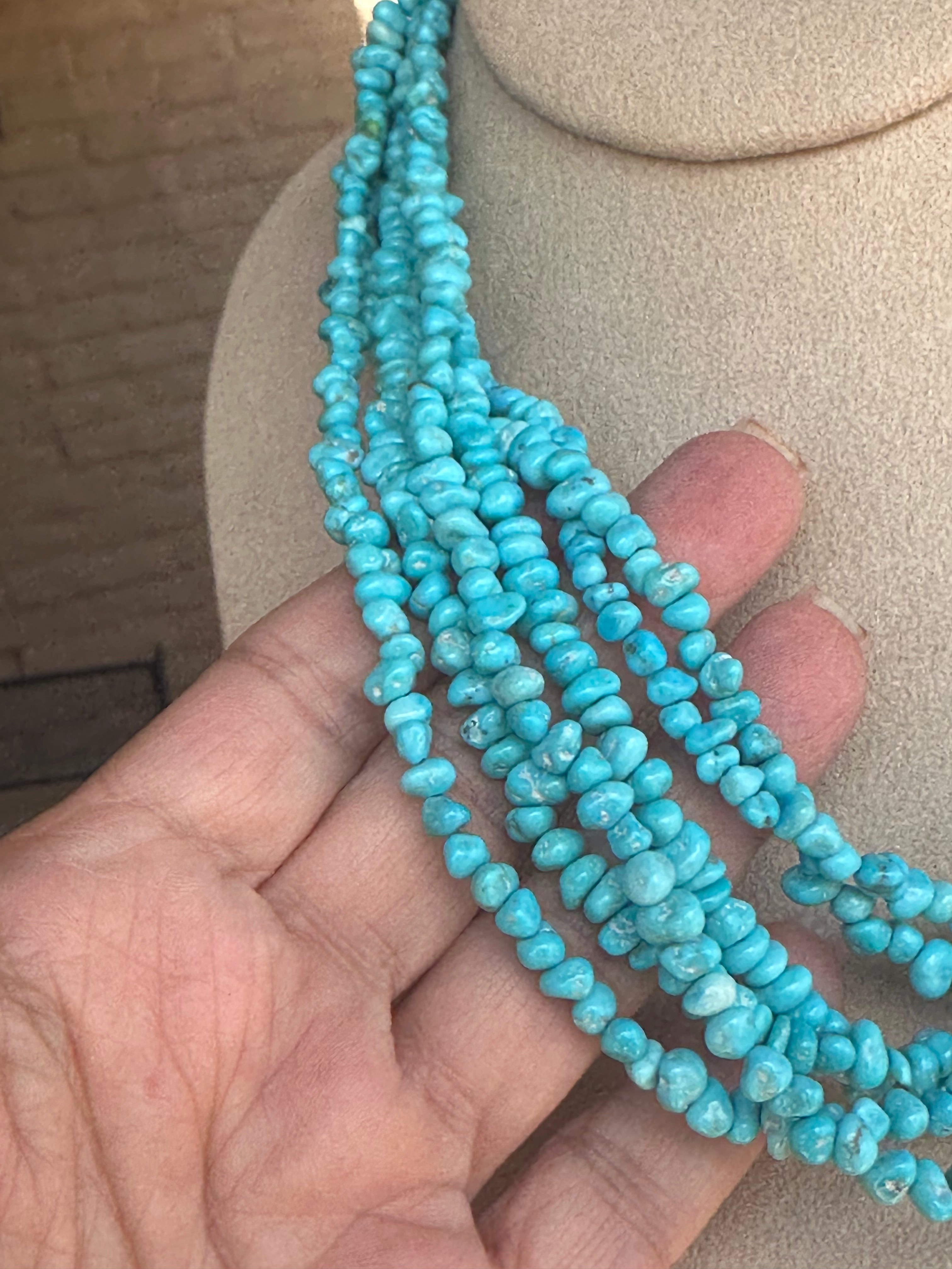 Handcrafted Kingman Turquoise Beaded Necklace