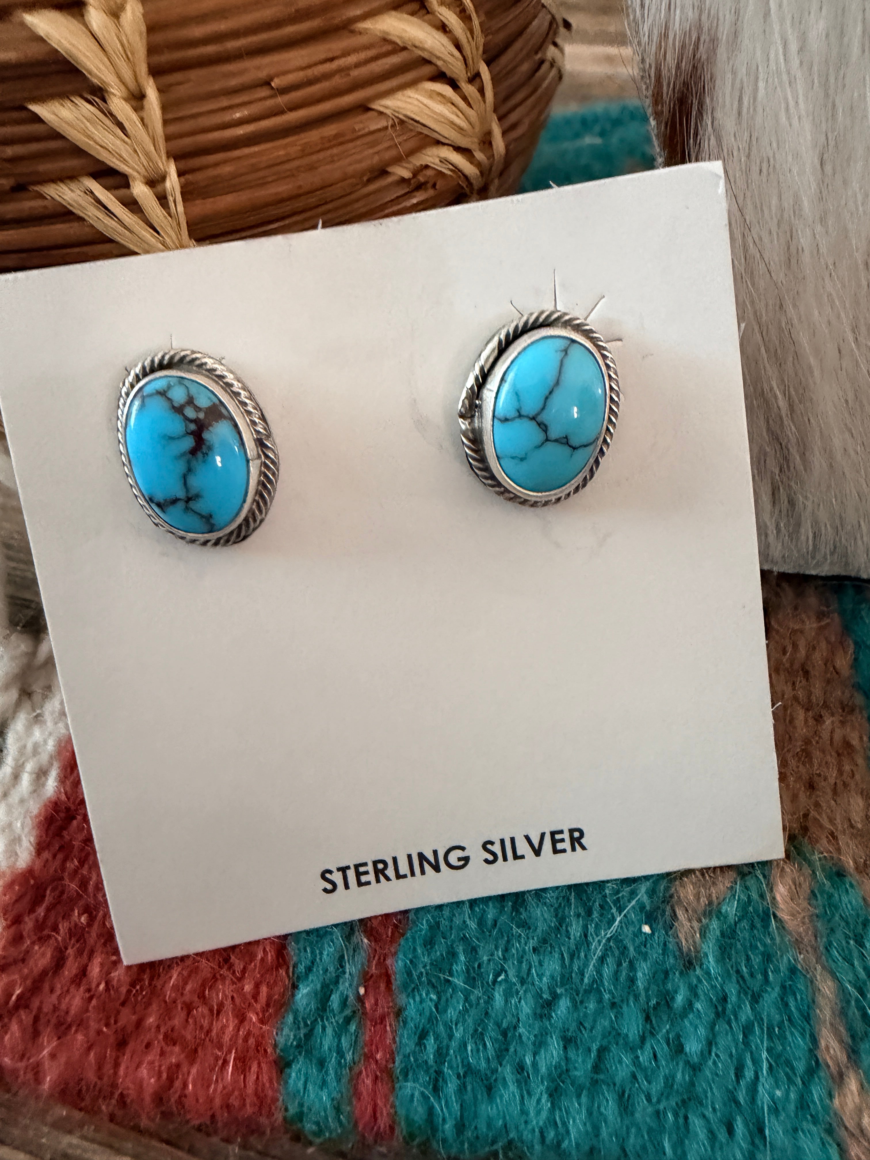 Handcrafted Turquoise & Sterling Silver Necklace and Earring Set