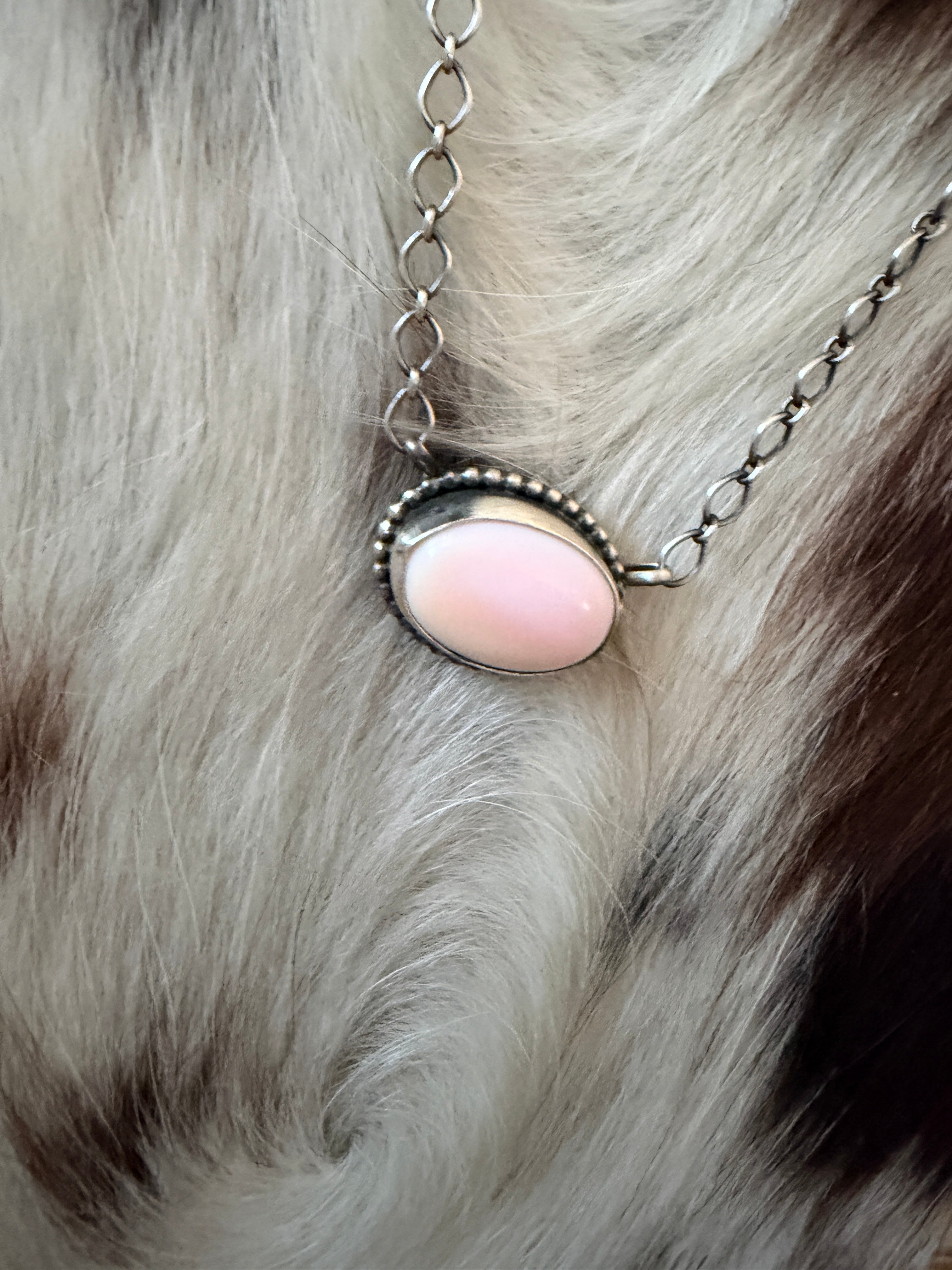 Handcrafted Queen Pink Conch & Sterling Silver Necklace