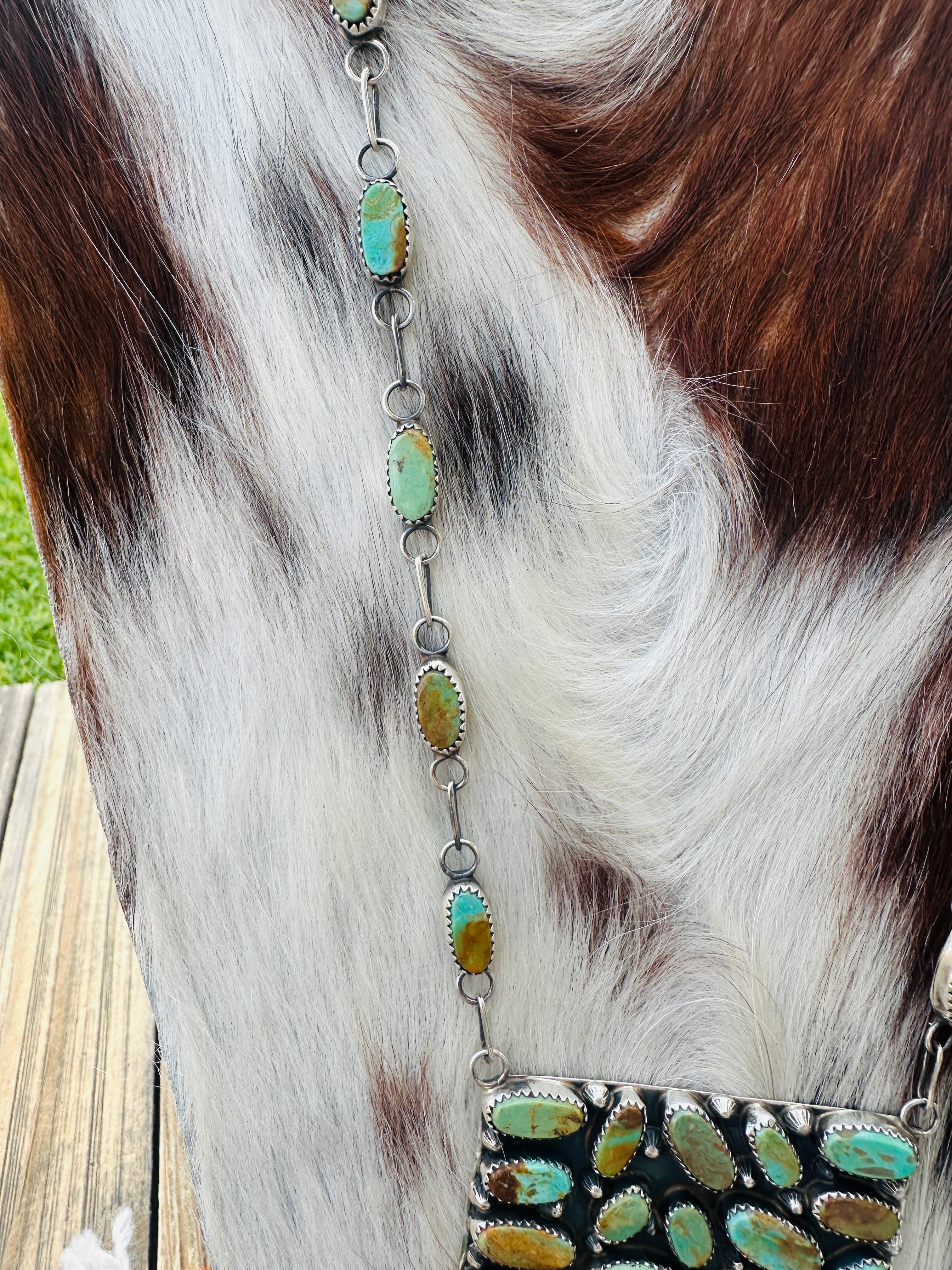Handcrafted Royston Turquoise & Sterling Silver Cluster Necklace by Jacqueline Silver